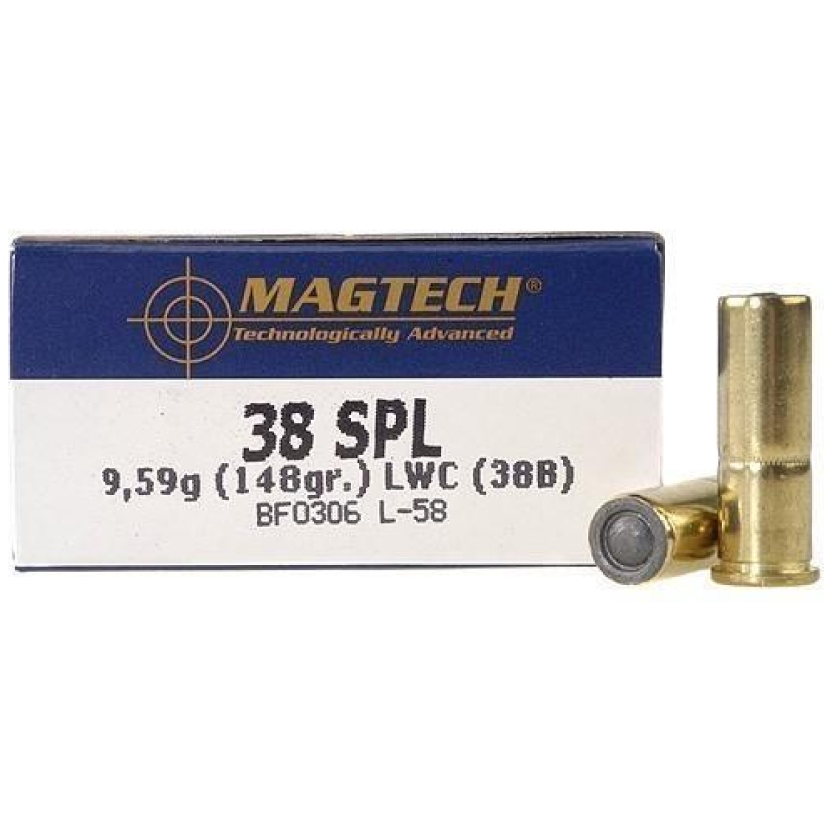 Mg38b. Jpg - magtech handgun ammunition. 38 spl 148 gr lwc 710 fps 50/box - mg38b