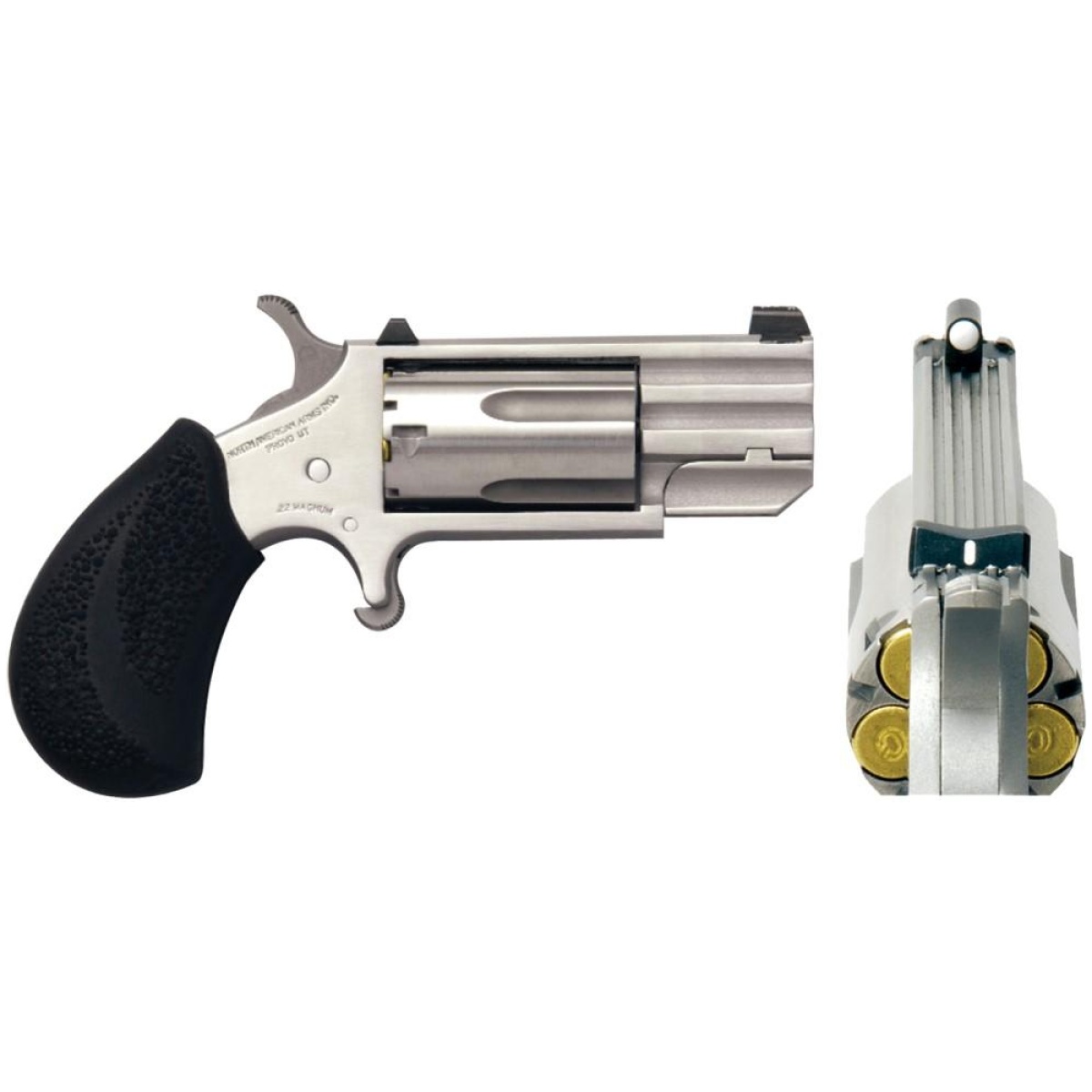 Ndnaapugdp_1. Jpg - naa pug dp ported handgun. 22 mag 5rd capacity 1" barrel silver with black grips - ndnaapugdp 1