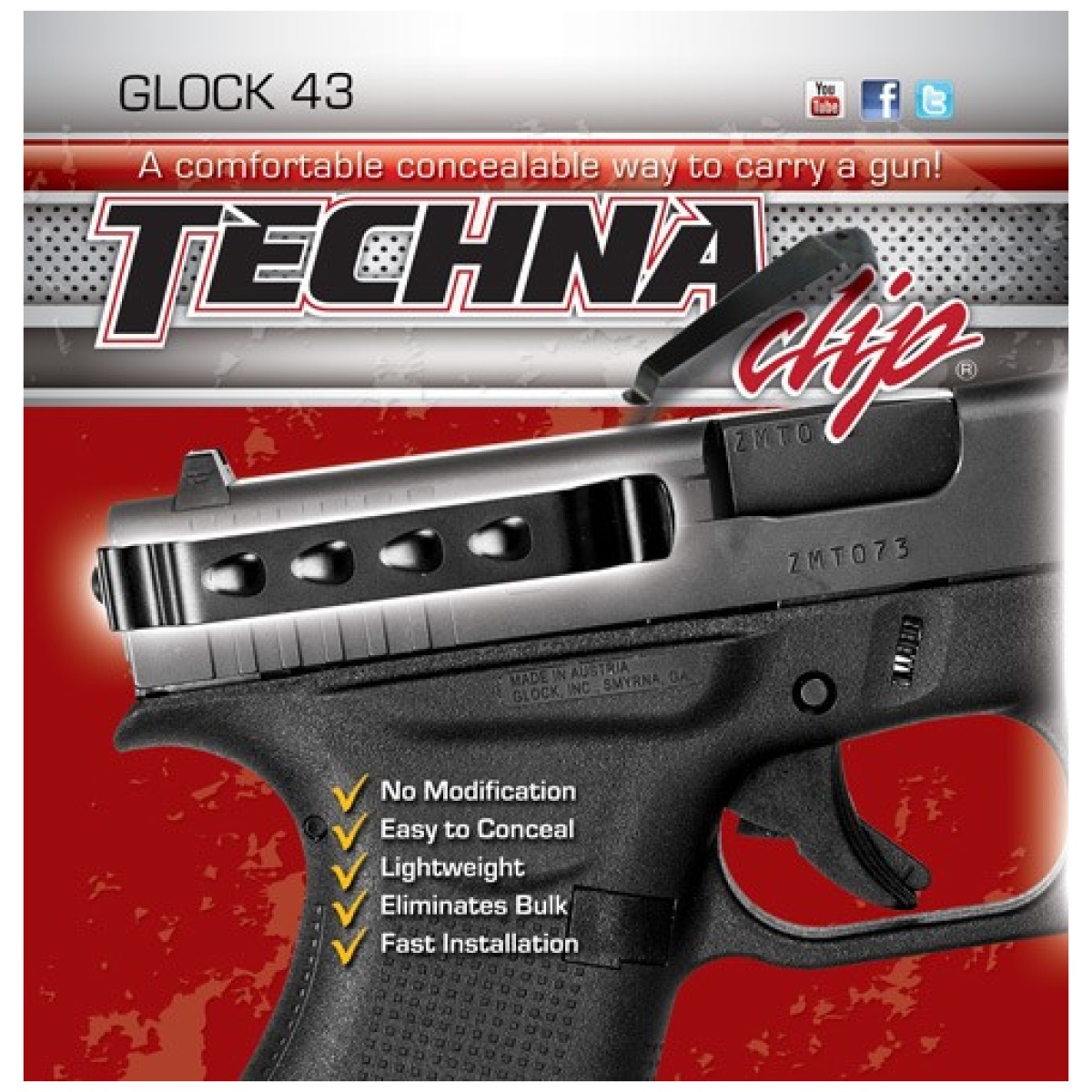 Tcg43brl_1. Jpg - techna clip handgun retention - clip for glock 43 right/left - tcg43brl 1