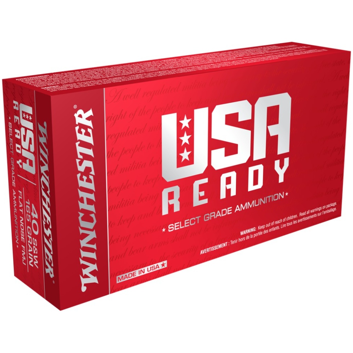 Wnred40-1. Jpg - winchester usa ready handgun ammunition. 40 s&w 165 gr. Fmj-fn 1060 fps 50/ct - wnred40 1