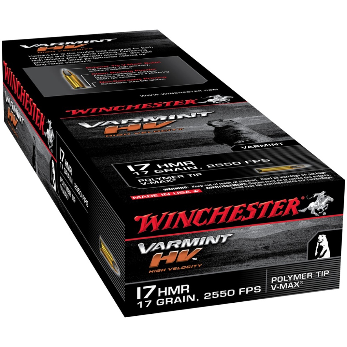 Wns17hmr1-1. Jpg - winchester varmint hv rimfire ammunition. 17 hmr 17 gr. Pt 2550 fps 50/ct - wns17hmr1 1