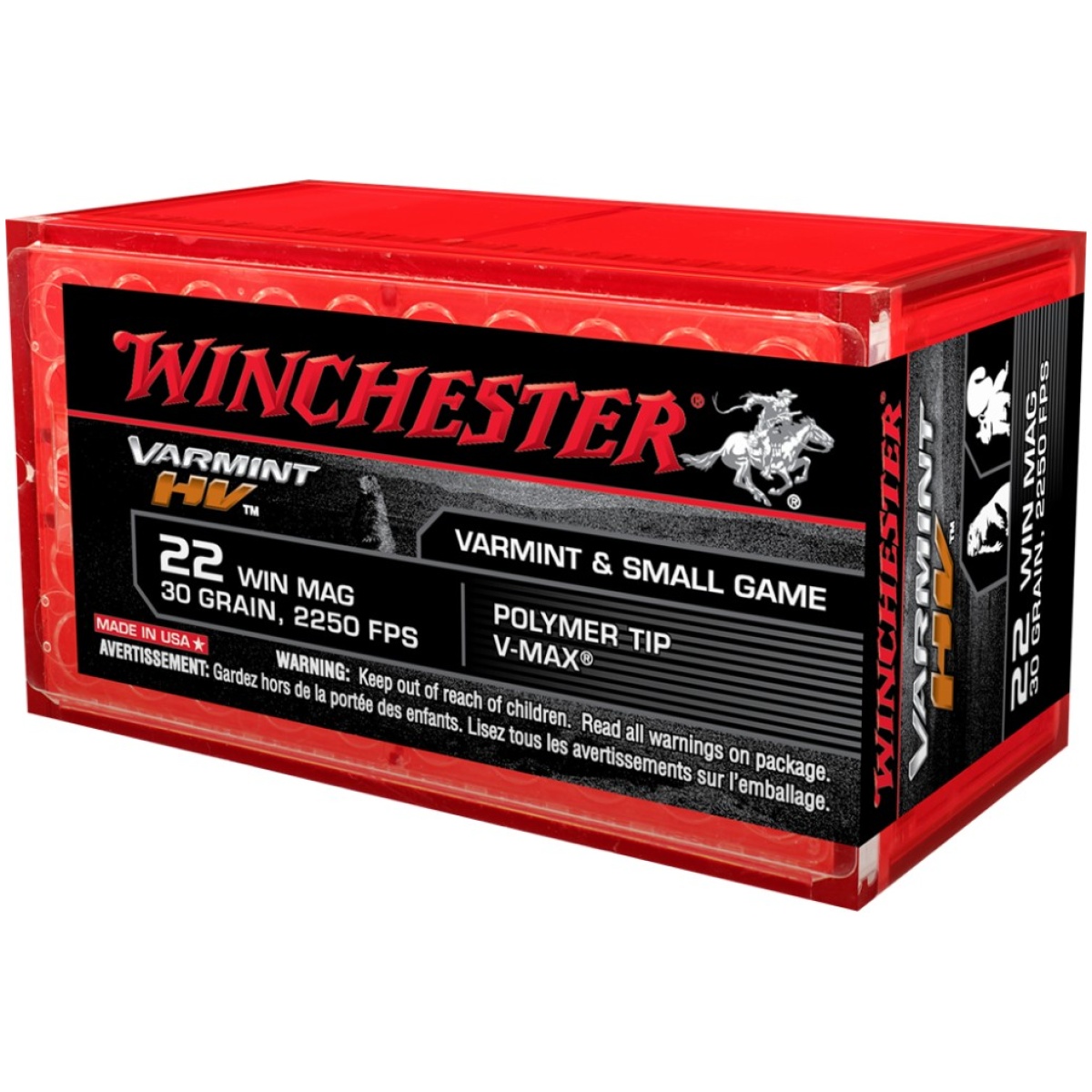 Wns22m2pt-1. Jpg - winchester varmint high velocity rimfire ammunition. 22 wmr 30 gr. V-max 2250 fps 50/ct - wns22m2pt 1