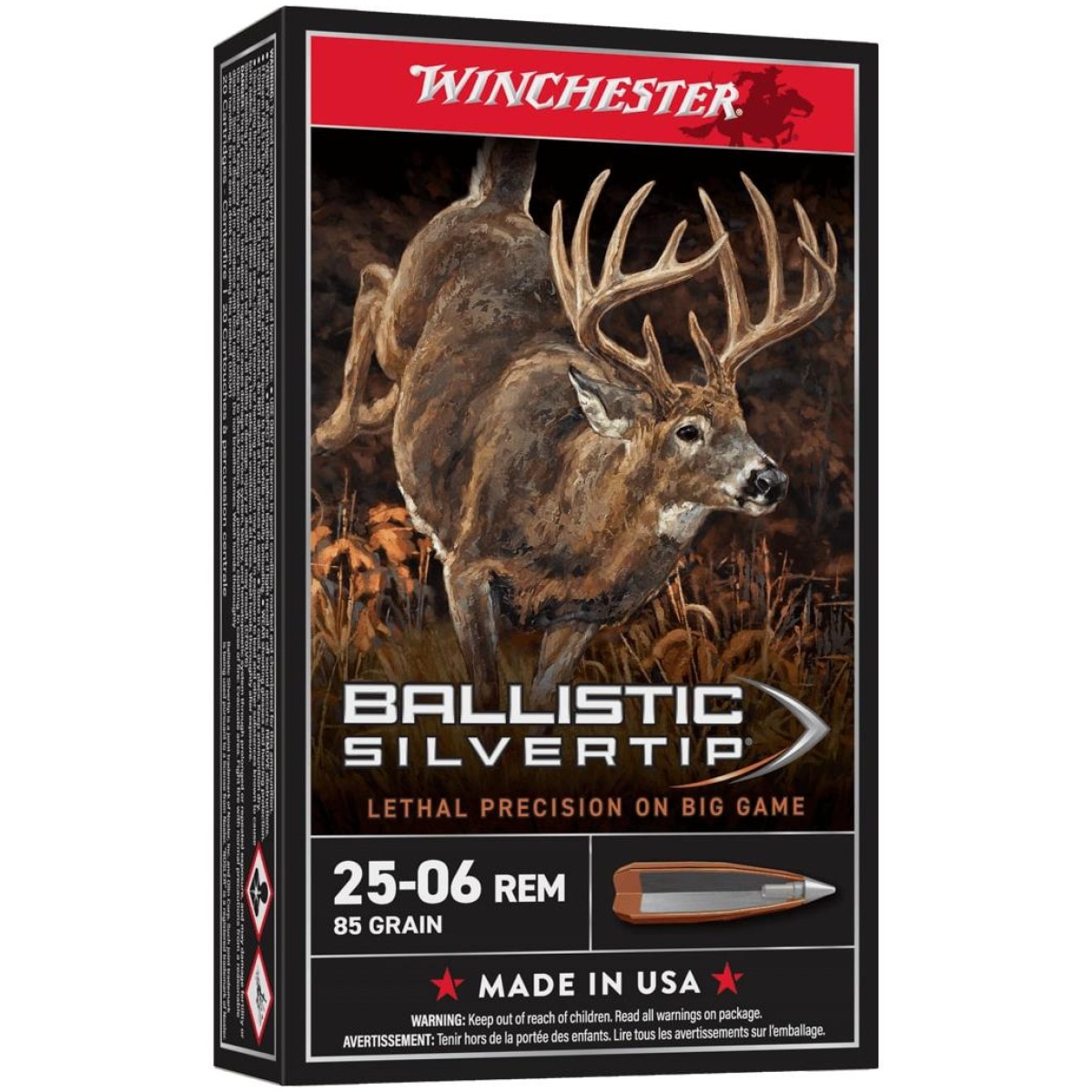 Wnsbst2506a_1. Jpg - winchester ballistic silvertip rifle ammunition. 25-06 rem 85 gr. Pt 3470 fps 20/ct - wnsbst2506a 1