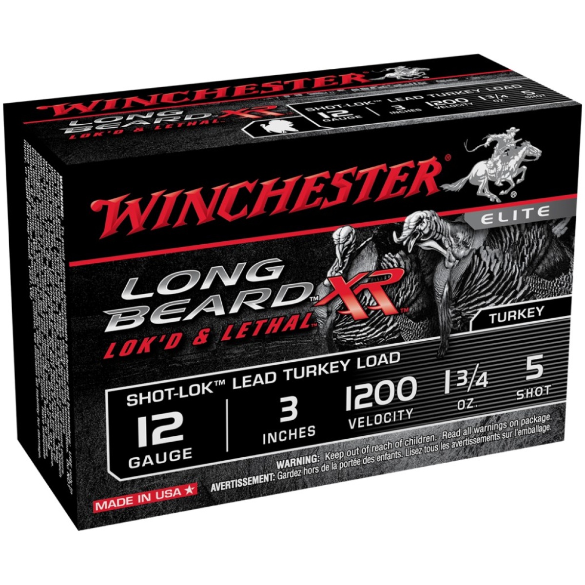 Wnstlb1235-1. Jpg - winchester long beard xr shotshells 3" 1-3/4 oz #5 10/ct - wnstlb1235 1