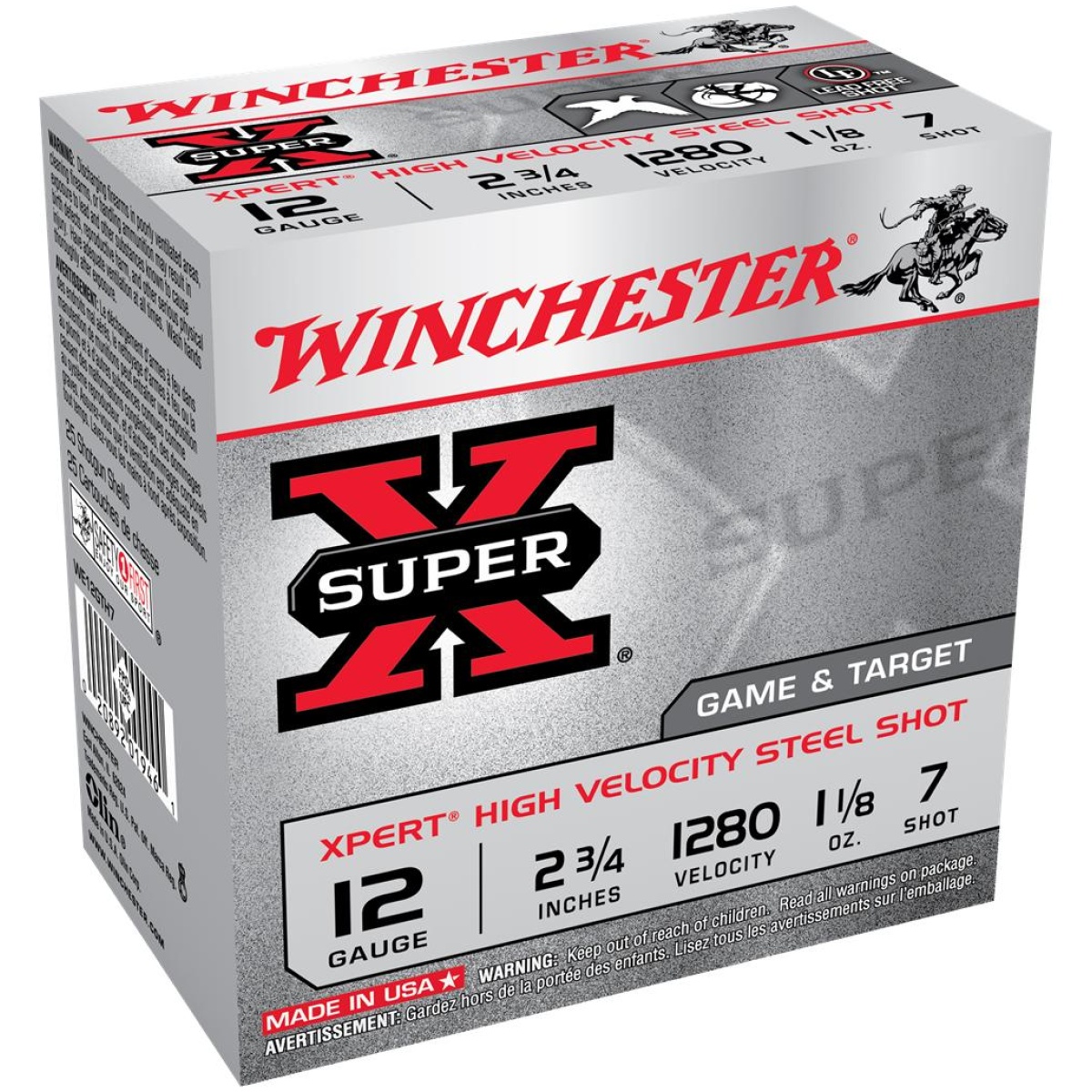 Wnwe12gth7_1. Jpg - winchester super-x shotshells 12 ga 2-3/4" 1-1/8 oz 1280 fps #7 25/ct - wnwe12gth7 1