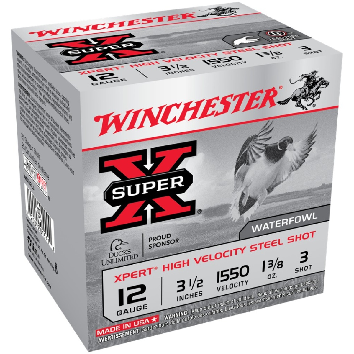 Wnwex12l3-1. Jpg - winchester xpert high velocity steel shotshells 12 ga 3-1/2" 1-3/8 oz 1550 fps #3 25/ct - wnwex12l3 1