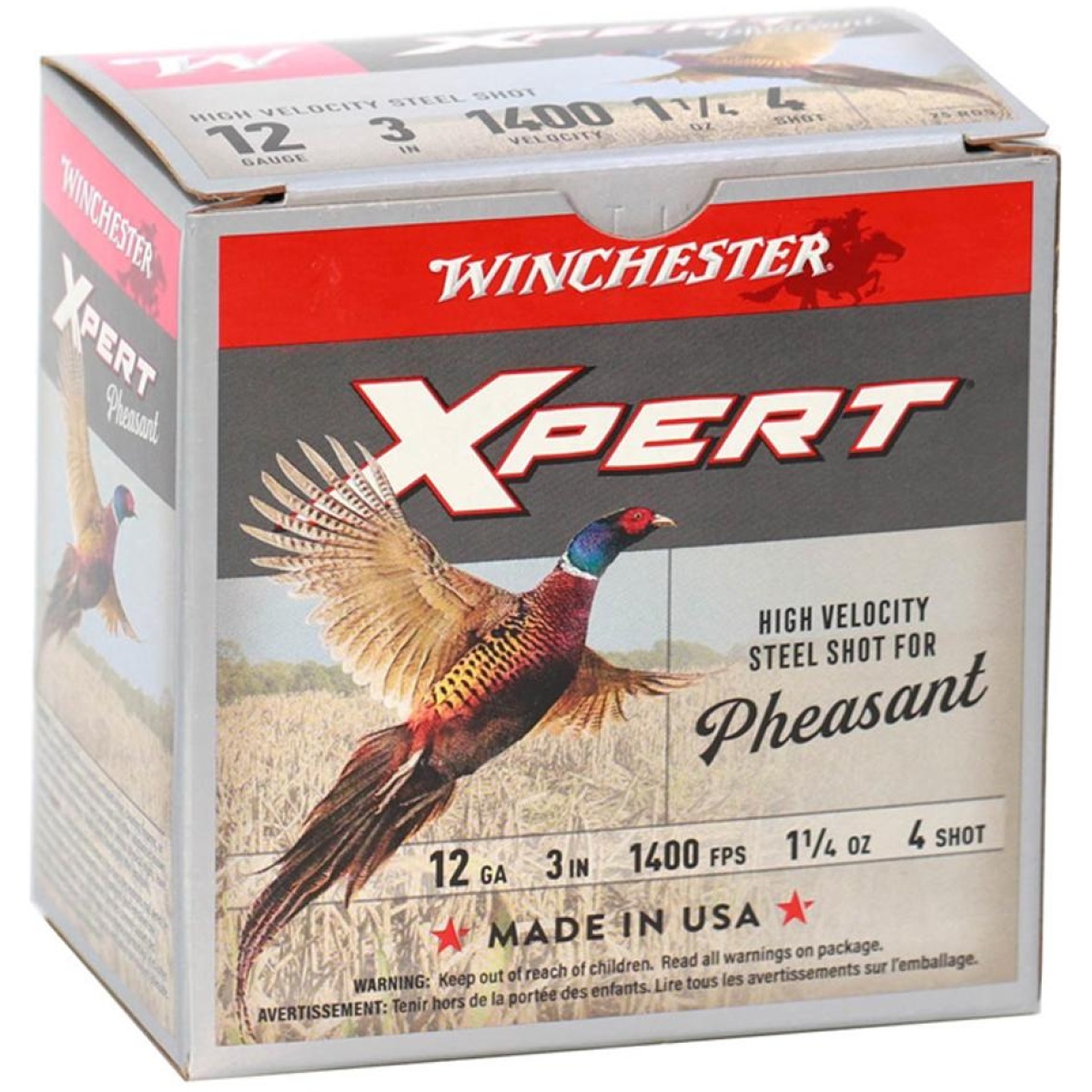 Wnwexp123h4. Jpg - winchester xpert hv steel pheasant shotshells 12 ga 3" 1-1/4 oz 1400 fps #4 25/ct - wnwexp123h4