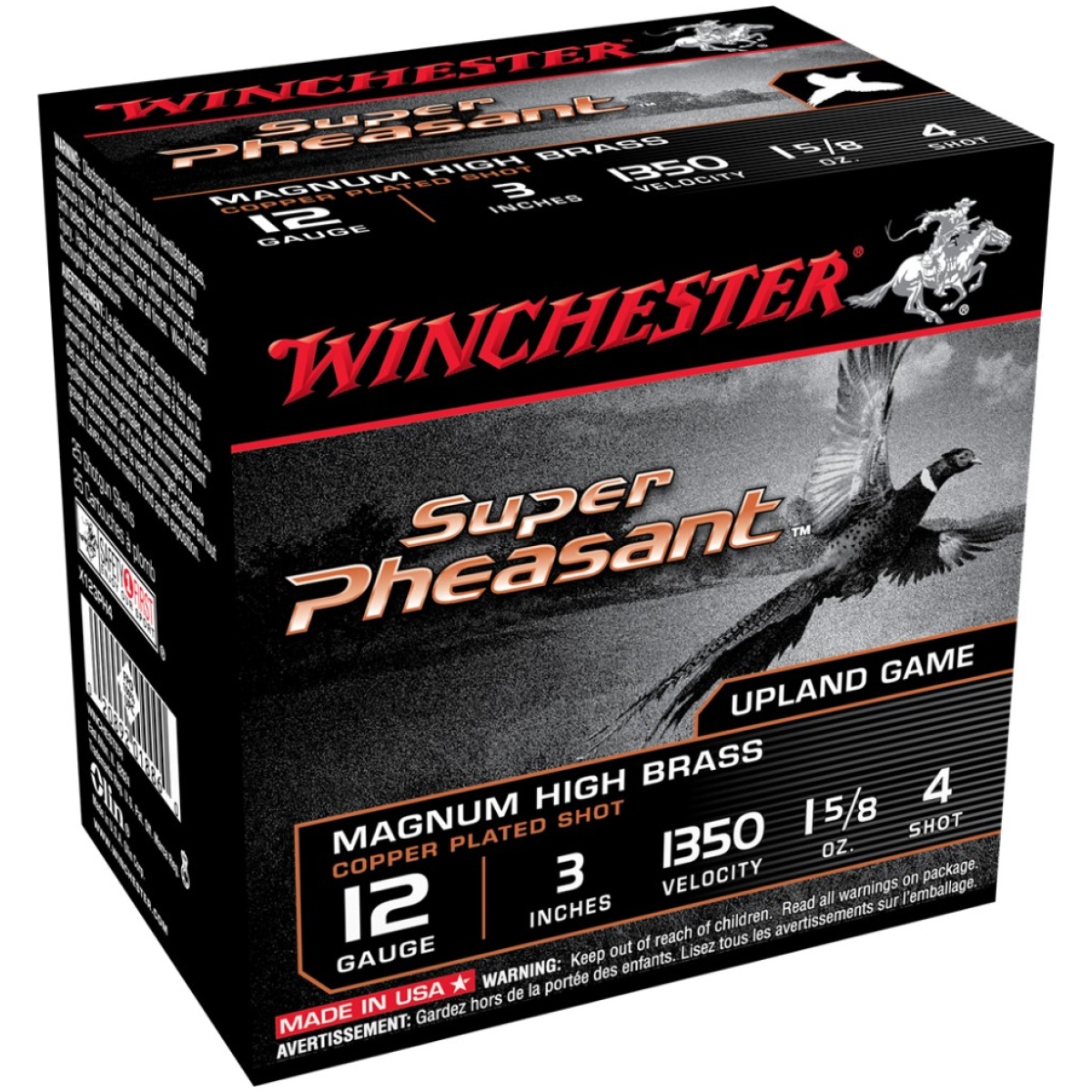 Wnx123ph4-1. Jpg - winchester super-x super pheasant shotshells 12 ga 3" 1-5/8 oz 1450 fps #4 25/ct - wnx123ph4 1