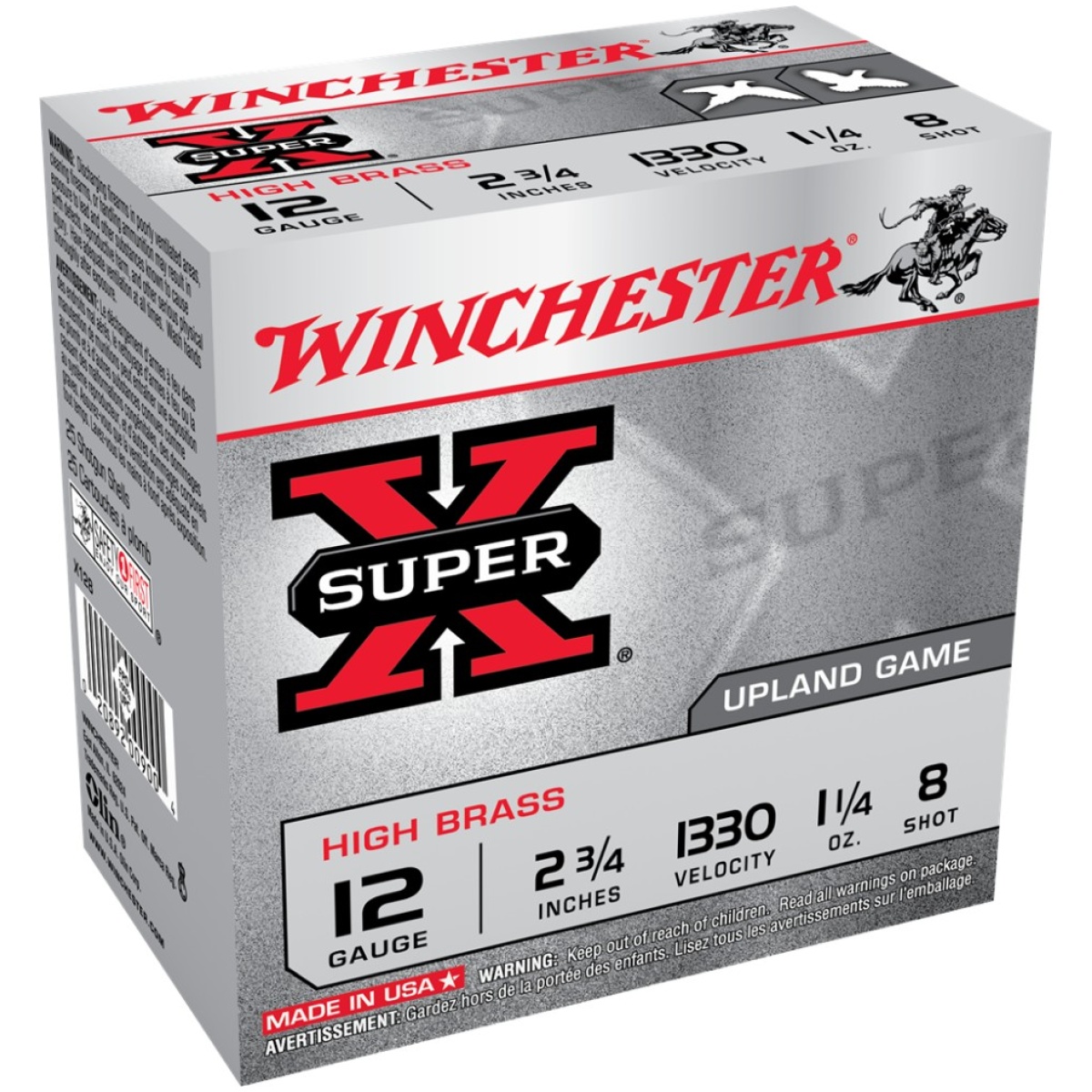 Wnx128-1. Jpg - winchester super-x high-brass shotshells 12 ga 2-3/4" 1-1/4 oz 1330 fps #8 25/ct - wnx128 1