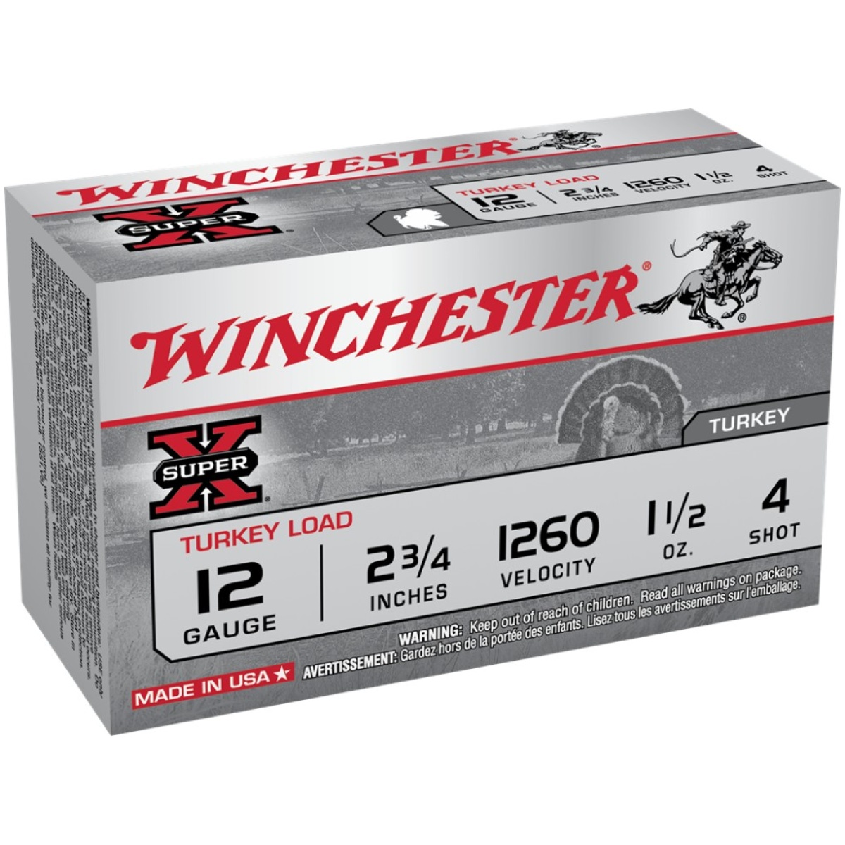 Wnx12mt4-1. Jpg - winchester super-x turkey shotshells 12 ga 2-3/4" 1-1/2 oz 1260 fps #4 10/ct - wnx12mt4 1