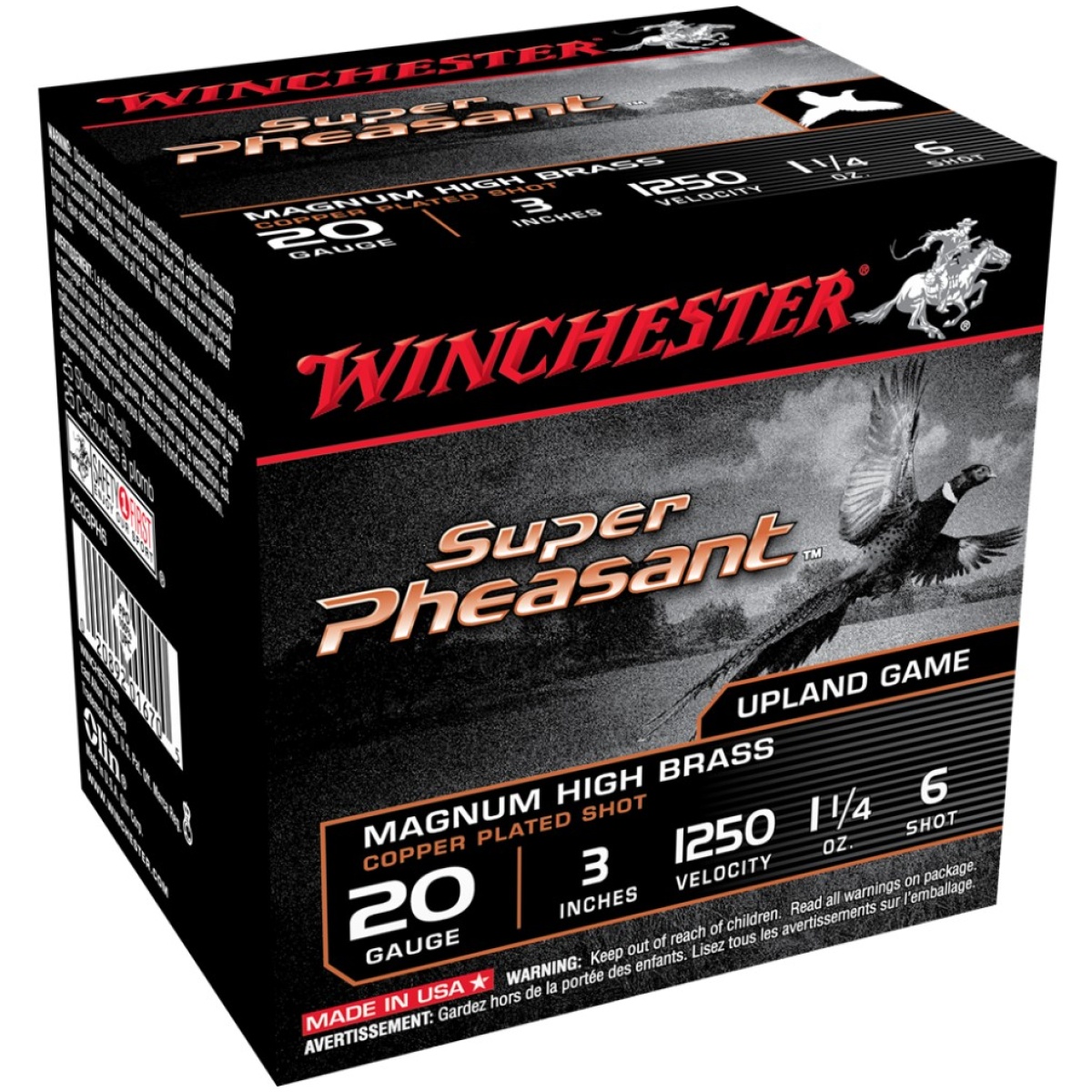 Wnx203ph6-1. Jpg - winchester super-x super pheasant shotshells 20 ga 3" 1-1/4 oz 1250 fps #6 25/ct - wnx203ph6 1