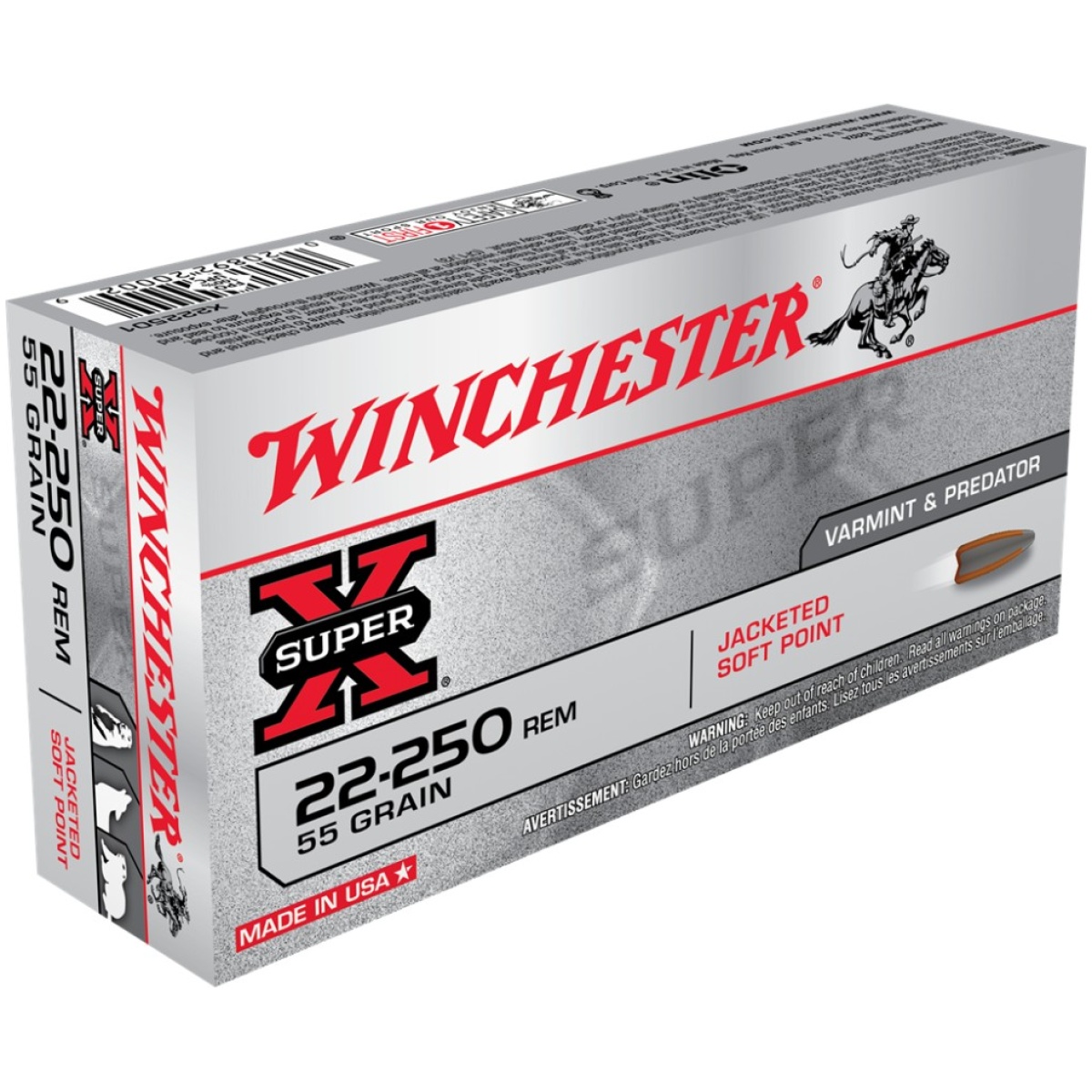 Wnx222501-1. Jpg - winchester super-x rifle ammunition. 22-250 rem 55 gr. Psp 3680 fps 20/ct - wnx222501 1