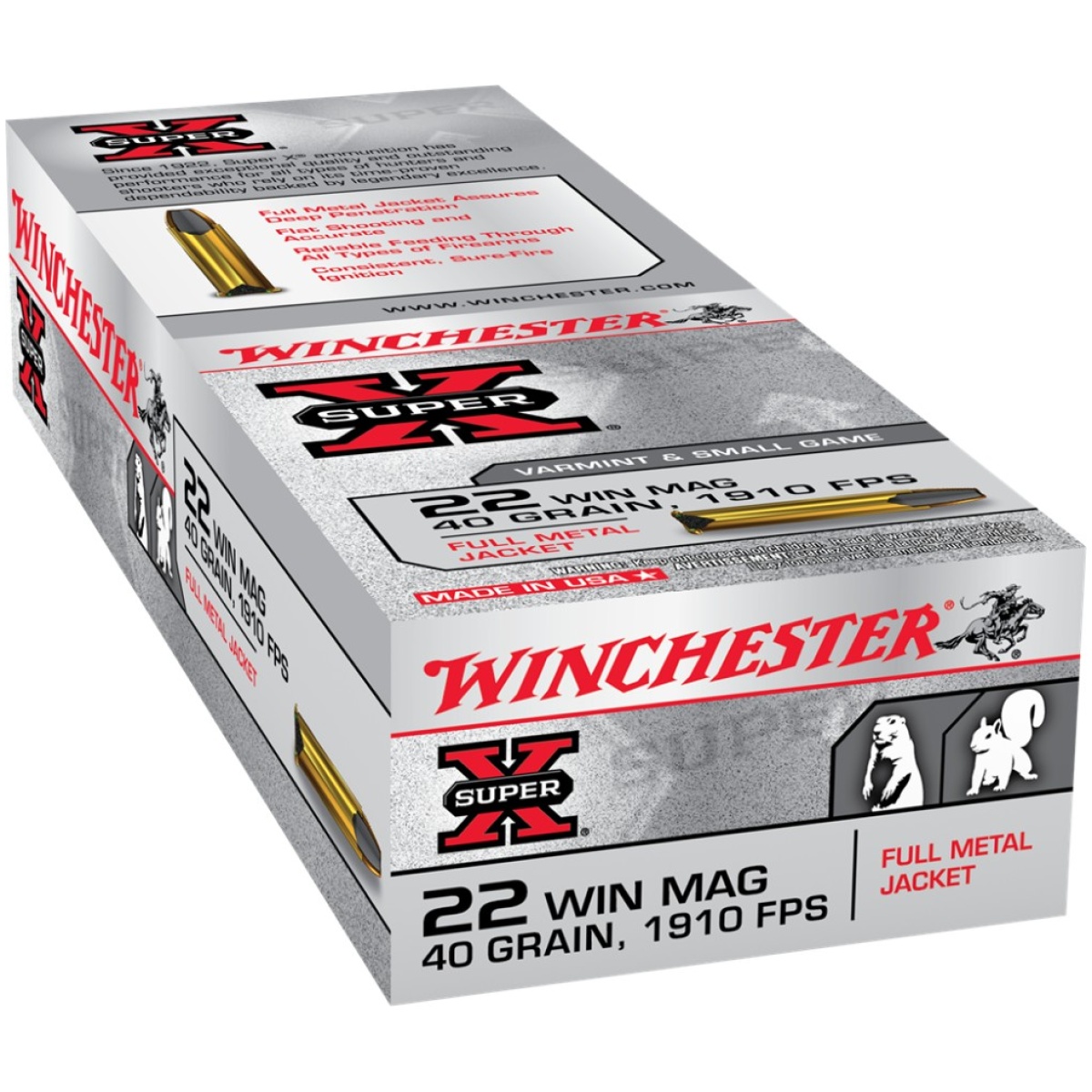 Wnx22m-1. Jpg - winchester super-x magnum rimfire ammunition. 22 wmr 40 gr. Fmj 1910 fps 50/ct - wnx22m 1