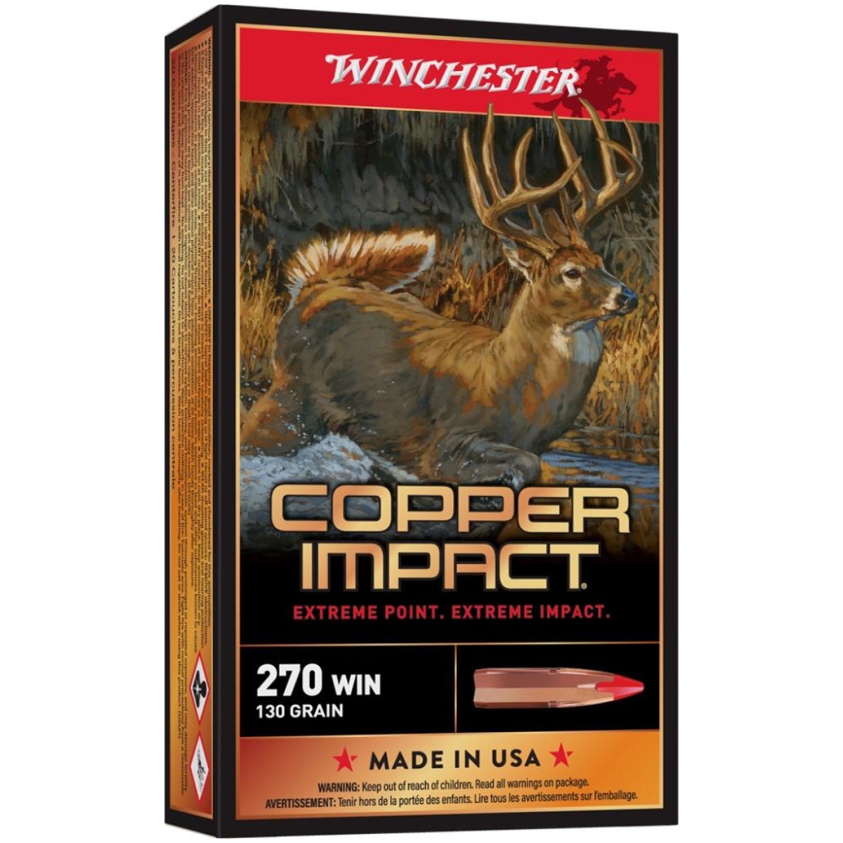 Wnx270clf_1. Jpg - winchester copper impact rifle ammunition 270 win 130 gr. Bt 3000 fps 20/ct - wnx270clf 1