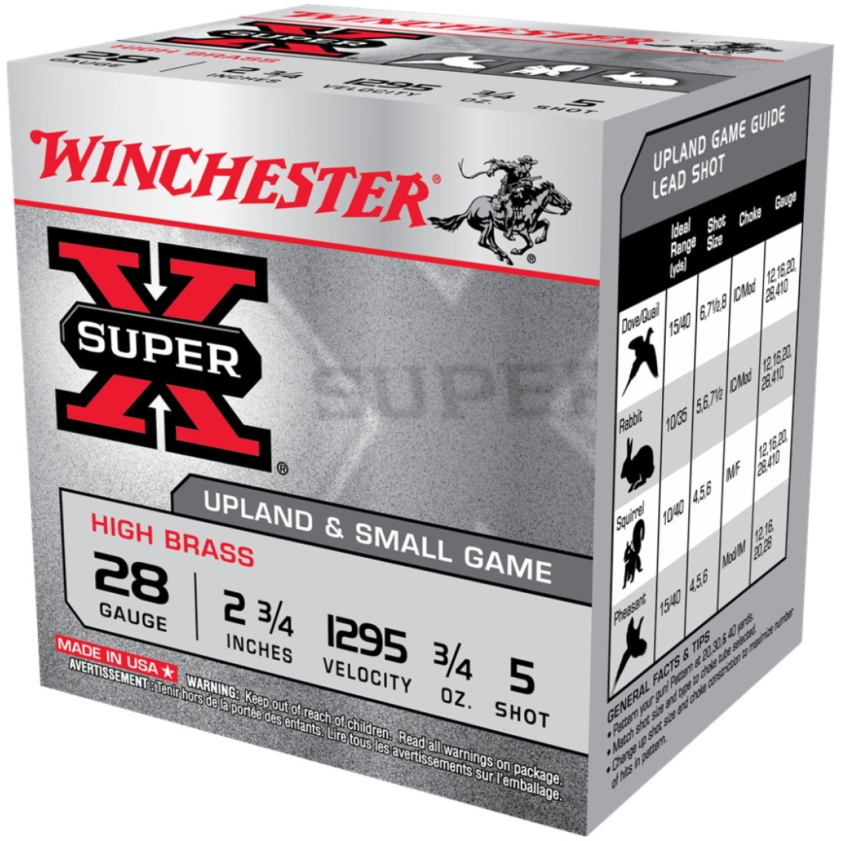 Wnx285-1. Jpg - winchester super-x high brass game shotshells 28 ga 2-3/4" 3/4oz 1295 fps #5 25/ct - wnx285 1