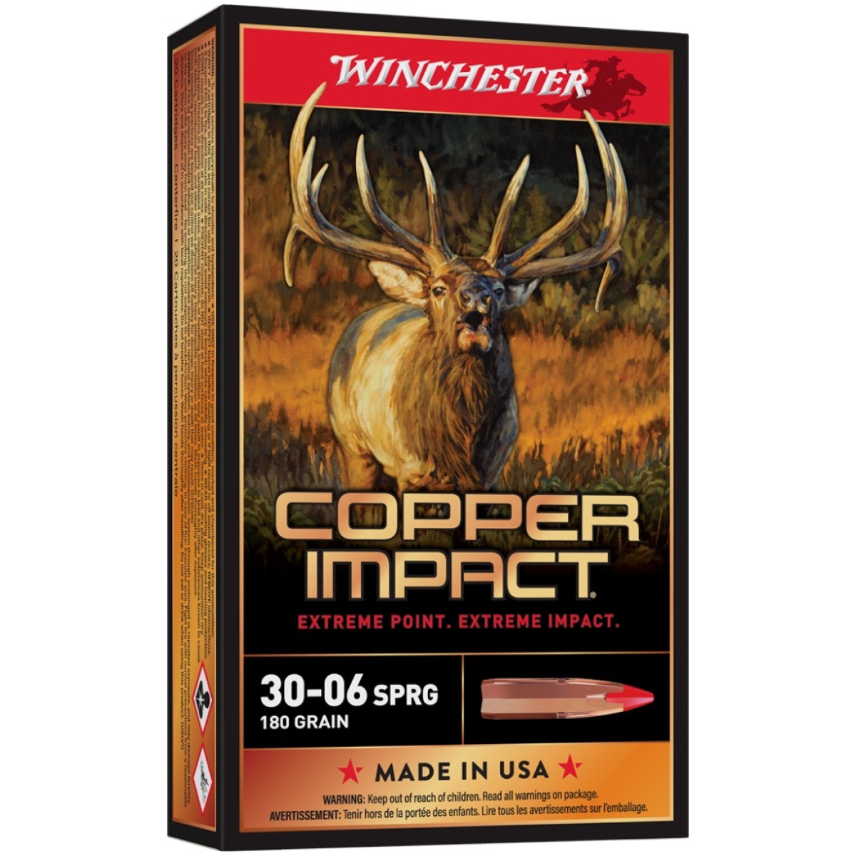 Wnx3006clf2-1. Jpg - winchester copper impact rifle ammunition 30-06 sprg 180 gr. Bt 2725 fps 20/ct - wnx3006clf2 1