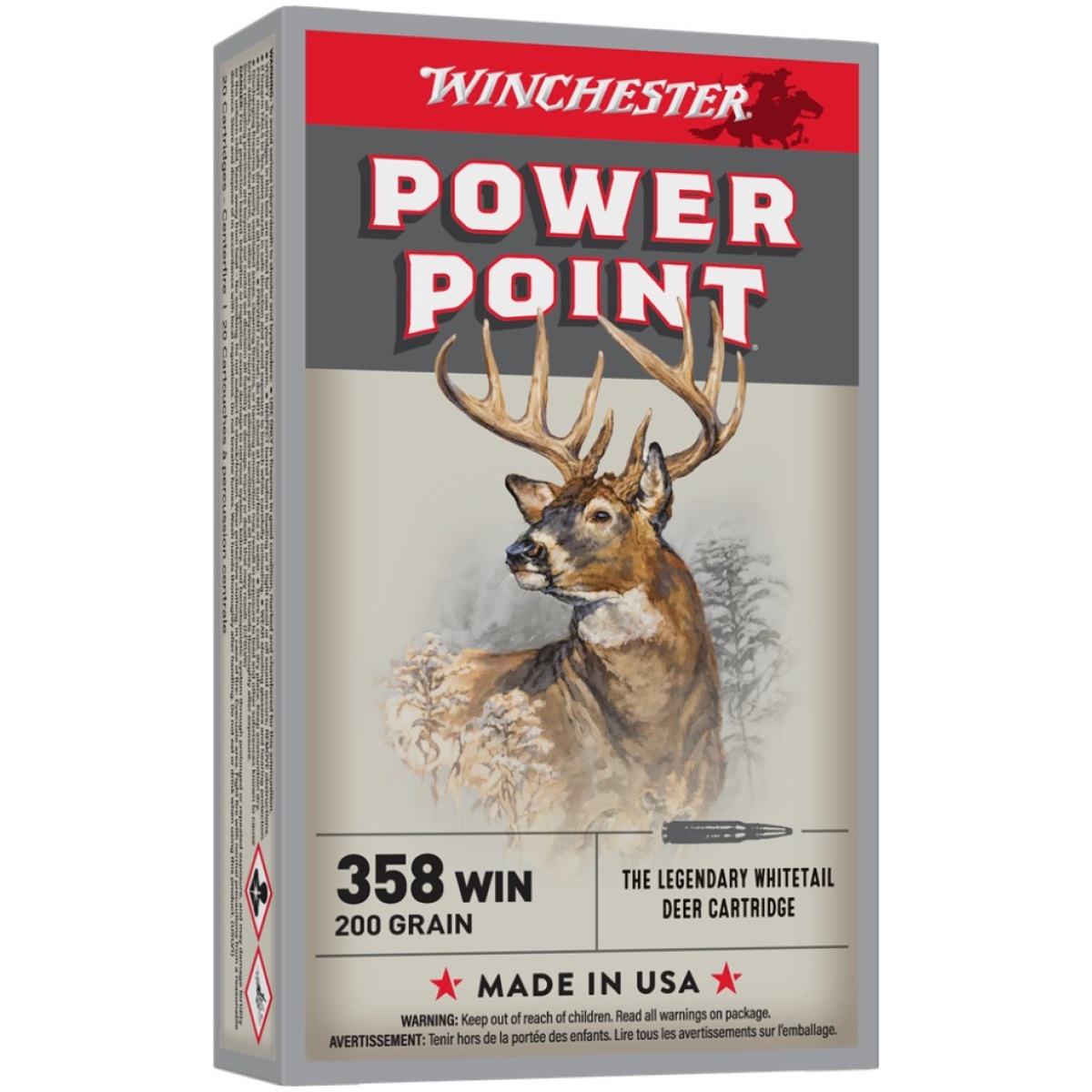 Wnx3582-1. Jpg - winchester power point rifle ammunition. 358 win 200 gr.  jsp 2490 fps 20/ct - wnx3582 1