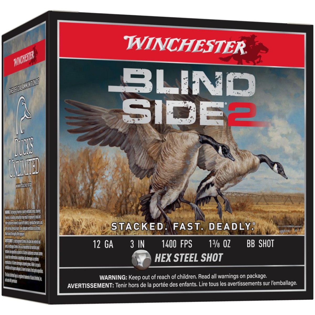 Wnxbs123bb-1. Jpg - winchester blind side 2 shotshells 12 ga 3" 1-3/8 oz 1400 fps #bb shot 25/ct - wnxbs123bb 1