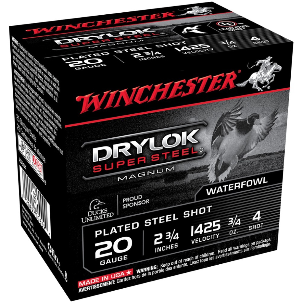 Wnxs204-1. Jpg - winchester super-x drylok super steel shotshells 20 ga 2-3/4" 3/4 oz 1425 fps #4 25/ct - wnxs204 1