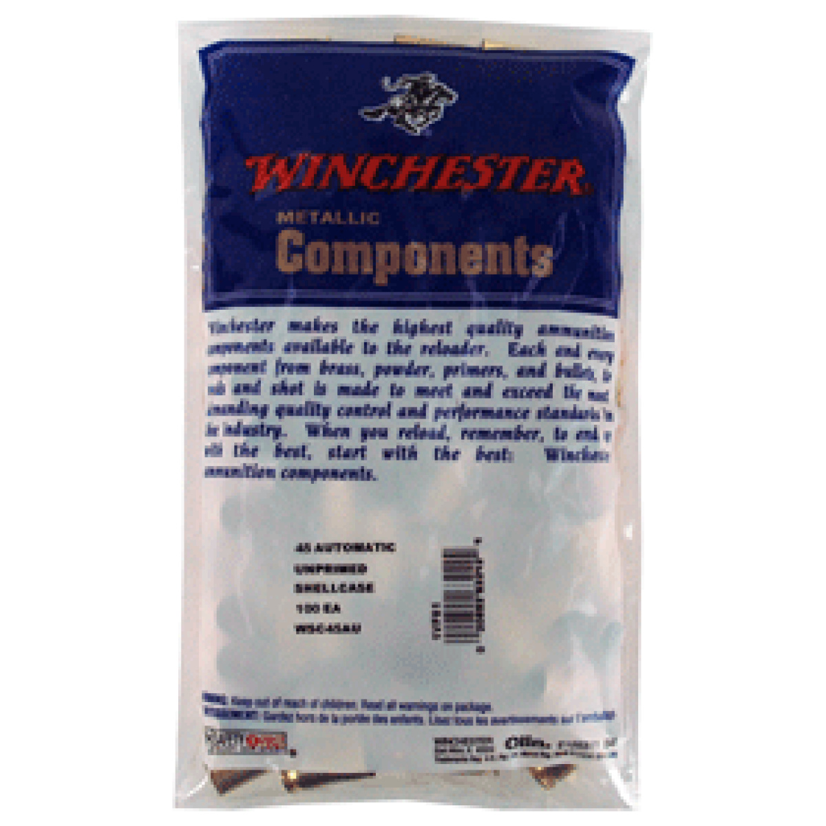 Wsc45au. Gif - winchester unprimed cases - 45 acp 100pk 20bx/cs - wsc45au