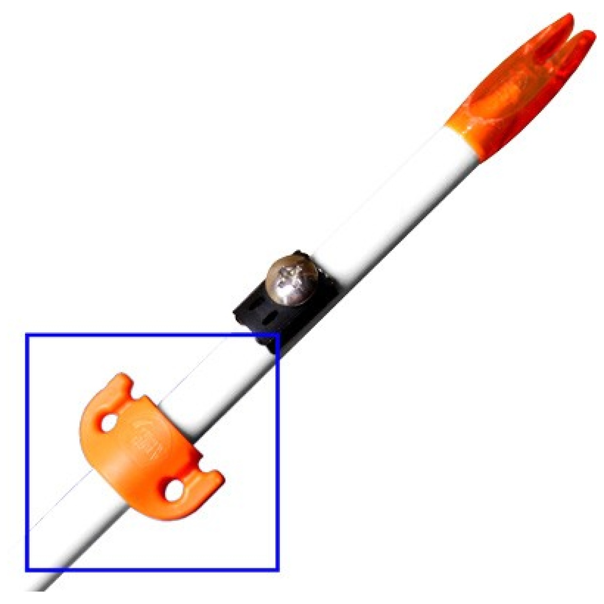 M1402org_on-arrow. Jpg - ams bowfishing everglide 5/16" - safety slide kit 2pk orange - m1402org on arrow