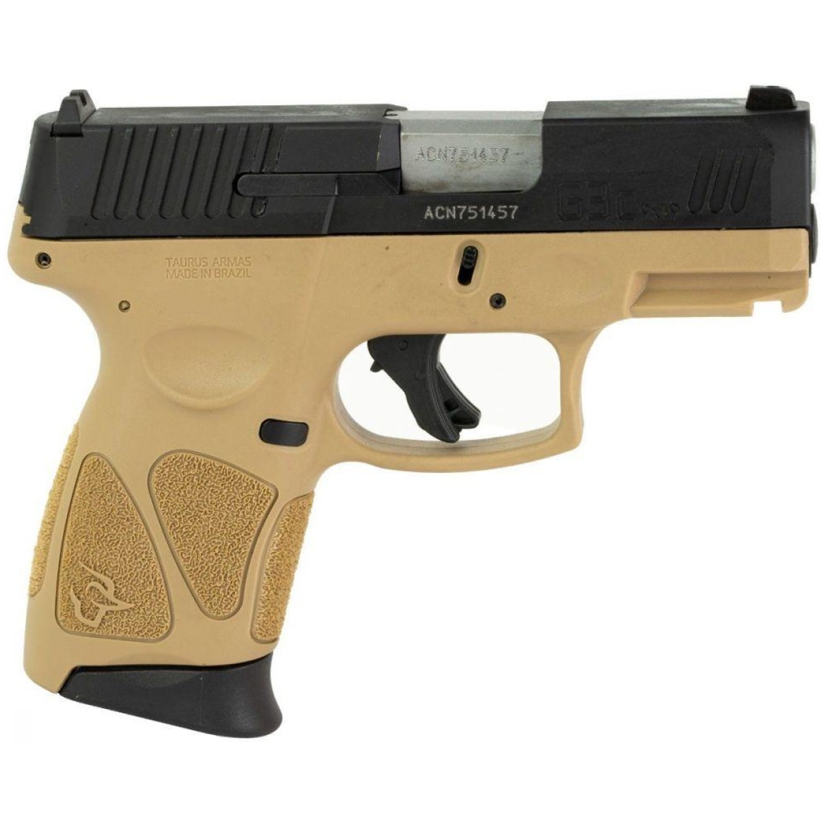 1-g3c931t-1. Jpg - taurus g3c "black slide/ tan frame" handgun 9mm luger 12rd magazines(2) 3. 26'' barrel - 1 g3c931t 1