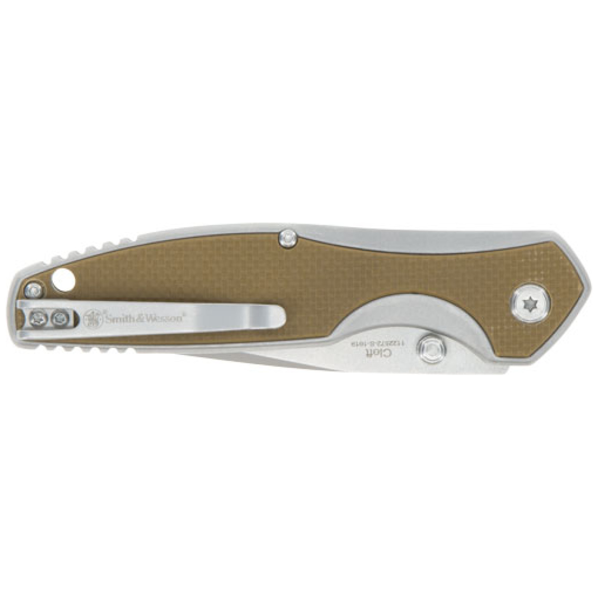 1117238_closed. Jpg - s&w knife cleft 3. 25" spring - assist g10 scales handle - 1117238 closed