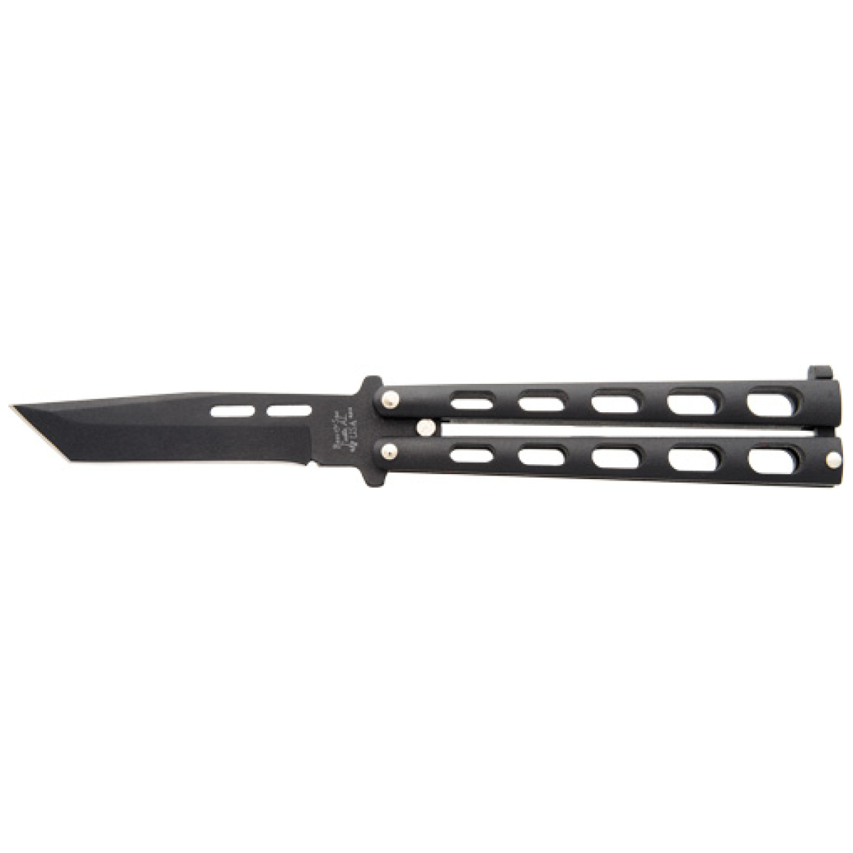 115tanb. Jpg - bear & son butterfly knife - 3. 58" black tanto blade - 115tanb