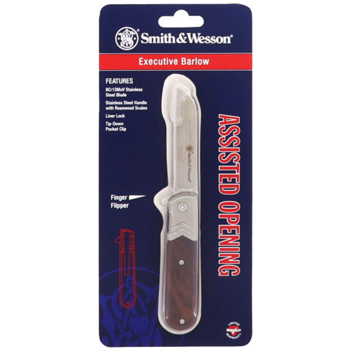 1160818_pkg. Jpg - s&w knife rosewood executive - barlow 2. 75" folding blade - 1160818 pkg