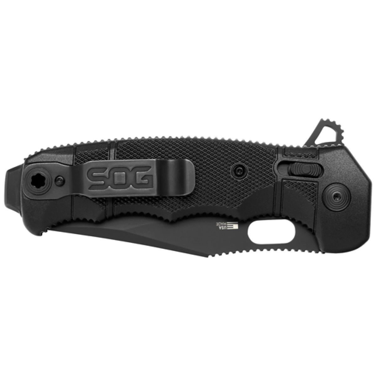 12210257_closed. Jpg - sog knife seal xr black crkte - 3. 9" pln edge fldr black usa - 12210257 closed