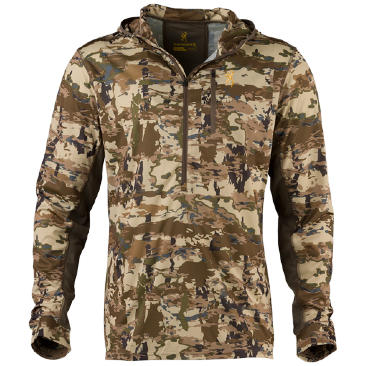 3010823503. Jpg - browning early season hooded - ls shirt 1/4 zip auric large - 3010823503