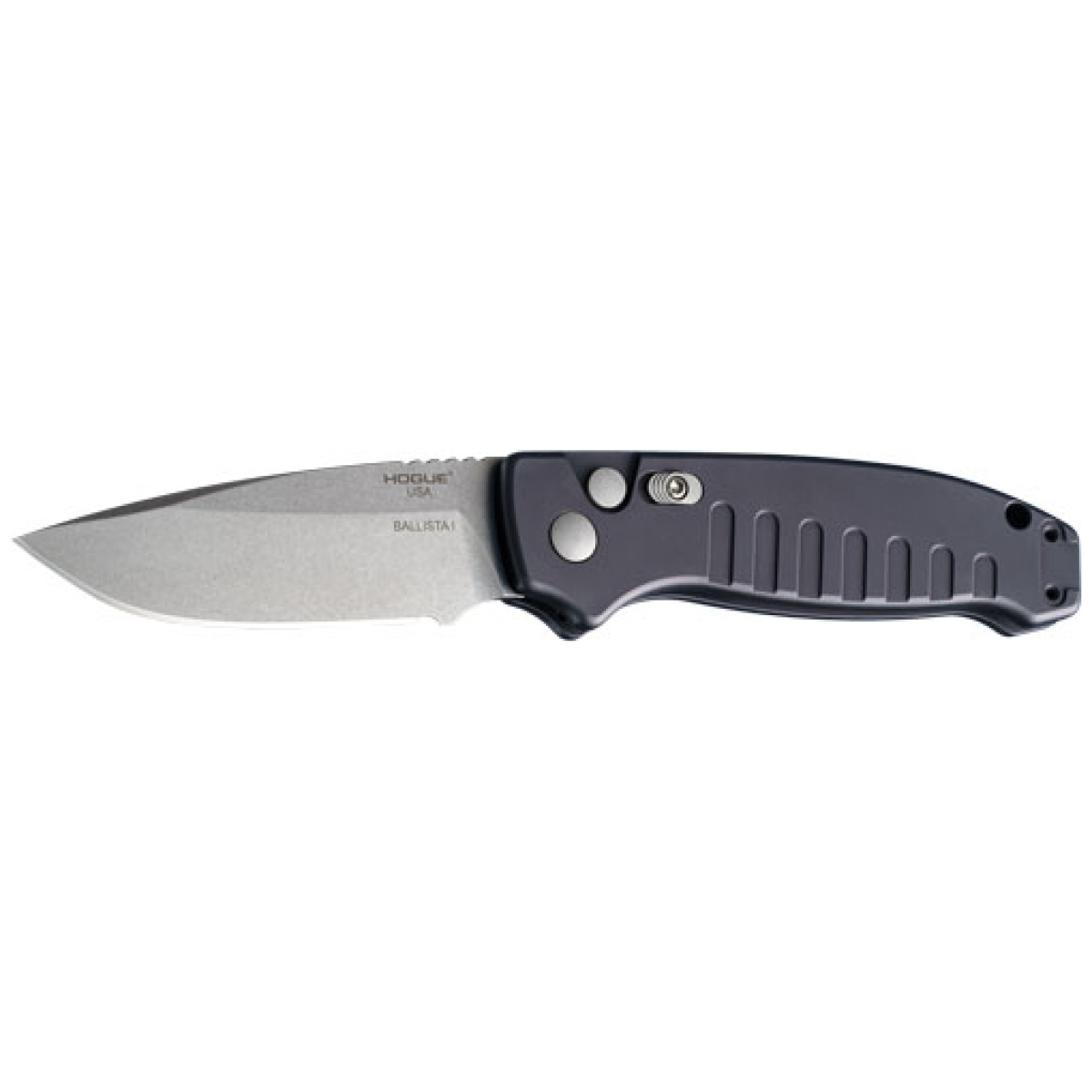 64136. Jpg - hogue ballista-i button auto - drop point blade tmbld blk 3. 5 - 64136