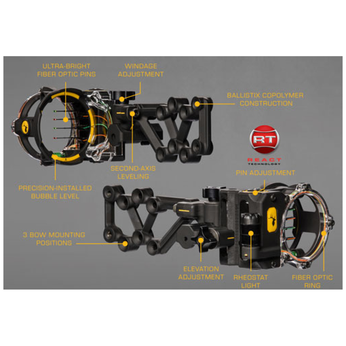 Aats0014r19_features. Jpg - trophy ridge bow sight react - h4 4-pin. 019 rh black - aats0014r19 features