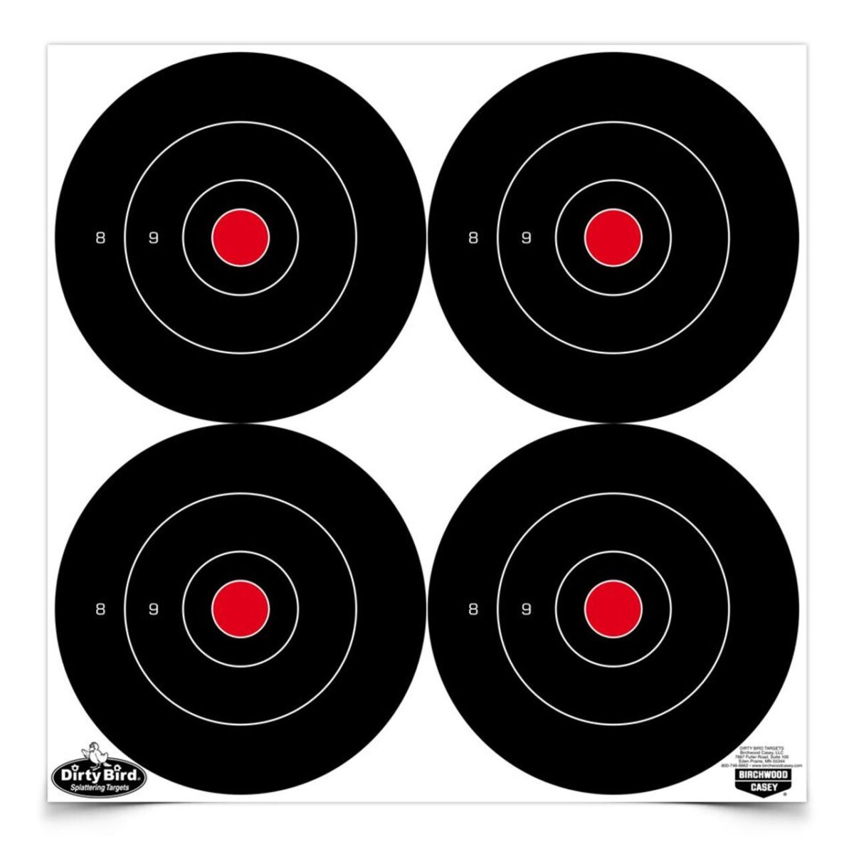 Babc35570. Jpg - birchwood casey dirty bird 6" bull's-eye targets 100/ct (400 total targets 4 per sheet) - babc35570