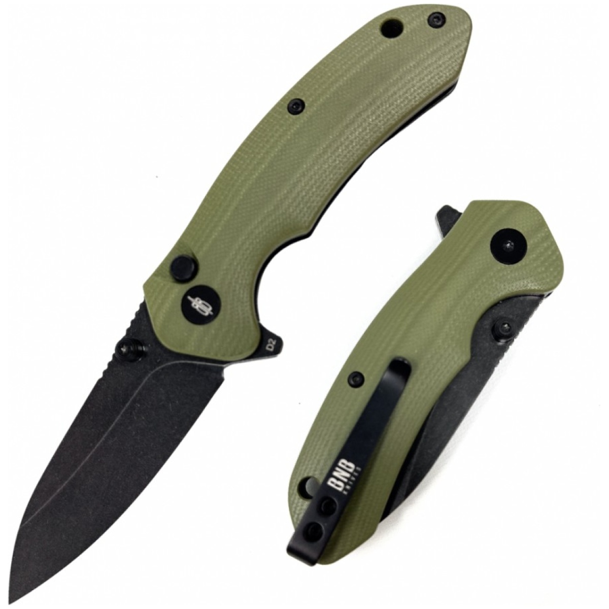 Bnb-bnb2024g. Jpg - button lock raven knife (od green) - bnb bnb2024g