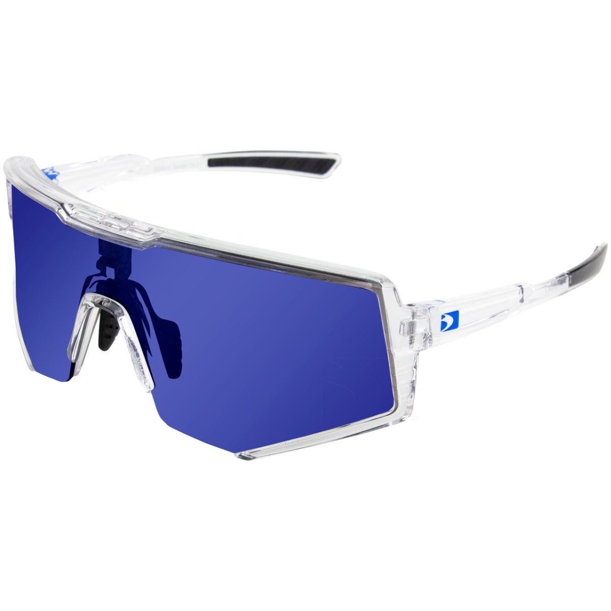 Bob-bspr01. Jpg - sprocket sunglasses - crystal clear frame w/ blue mirror lens - bob bspr01