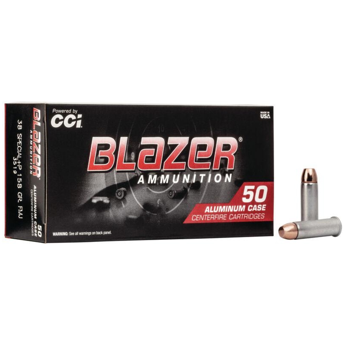 Cc3519. Jpg - cci blazer aluminum handgun ammunition. 38 spl (+p) 125 gr jhp 945 fps 50/ct - cc3519