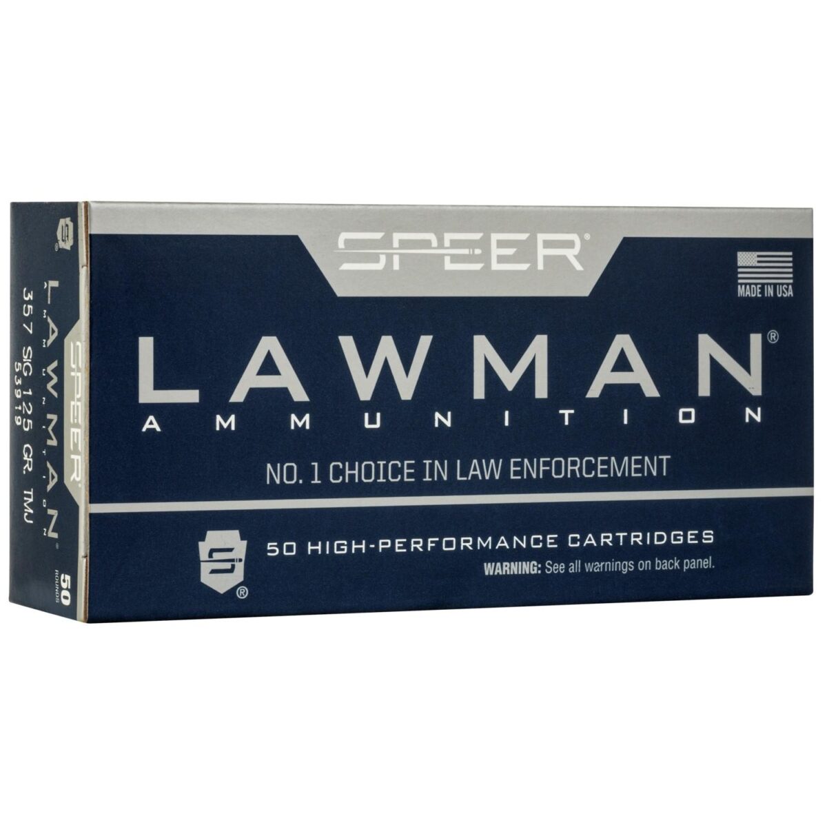 Cc53919_1. Jpg - speer lawman handgun ammunition. 357 sig 125 gr tmj 1350 fps 50/ct - cc53919 1