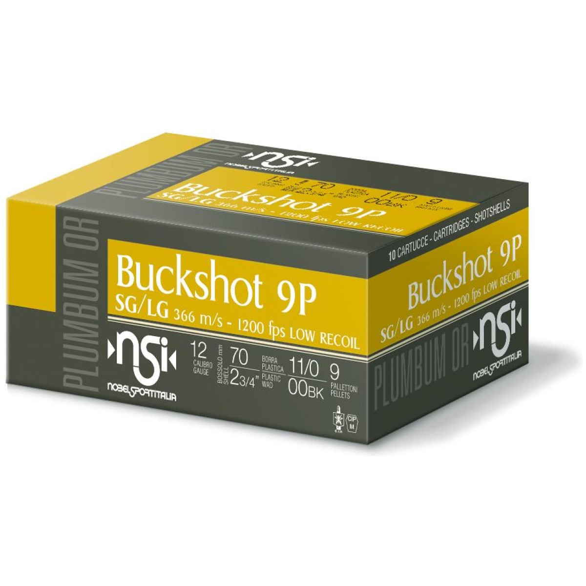 Epanslr1200bk_1. Jpg - noble sport plumbum buckshot shotshells 12 ga 2-3/4" 9 pellet 1200 fps #00 10/ct - epanslr1200bk 1