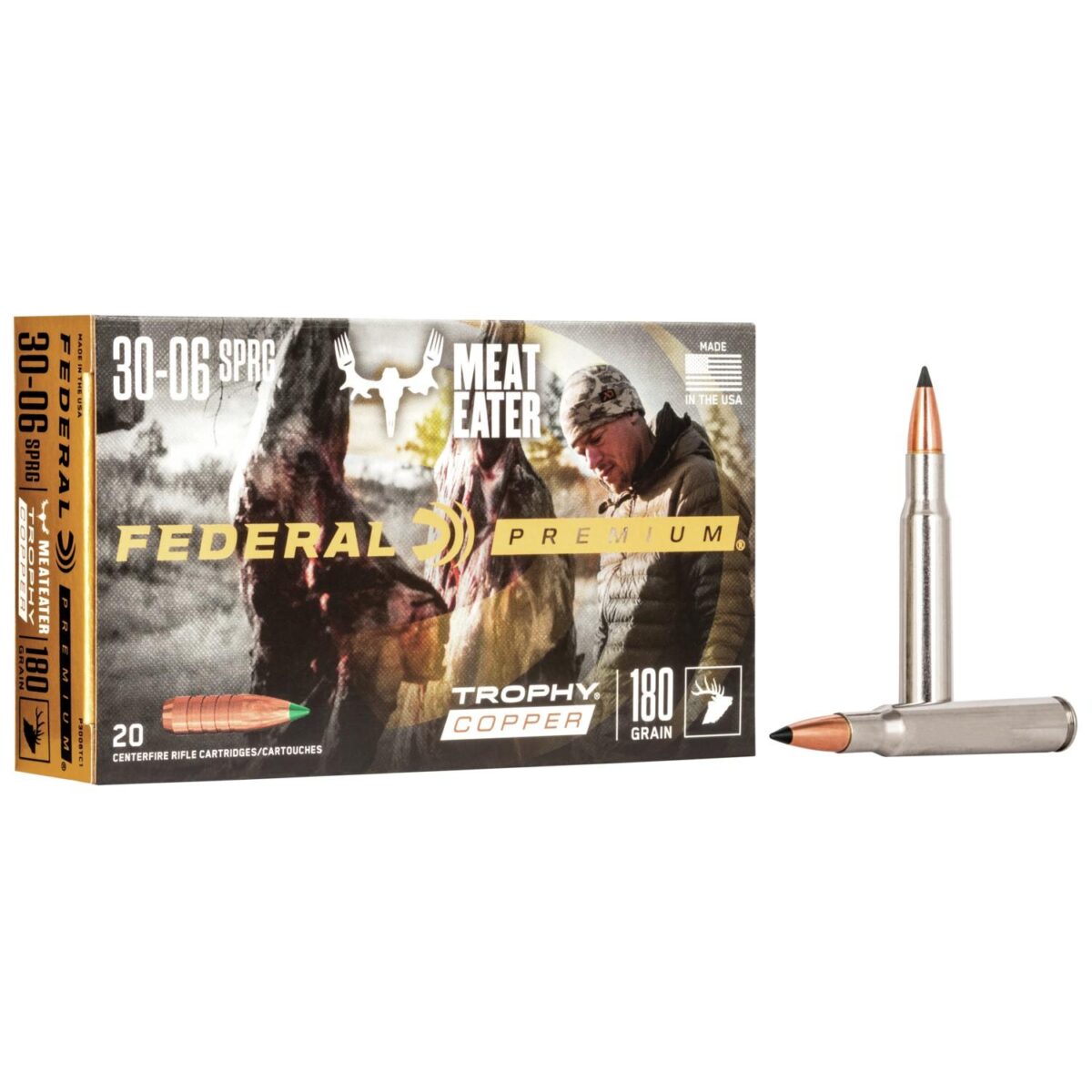 Fap3006tc1_1. Jpg - federal premium trophy copper rifle ammunition. 30-06 sprg 180 gr tc 2700 fps 20/ct - fap3006tc1 1