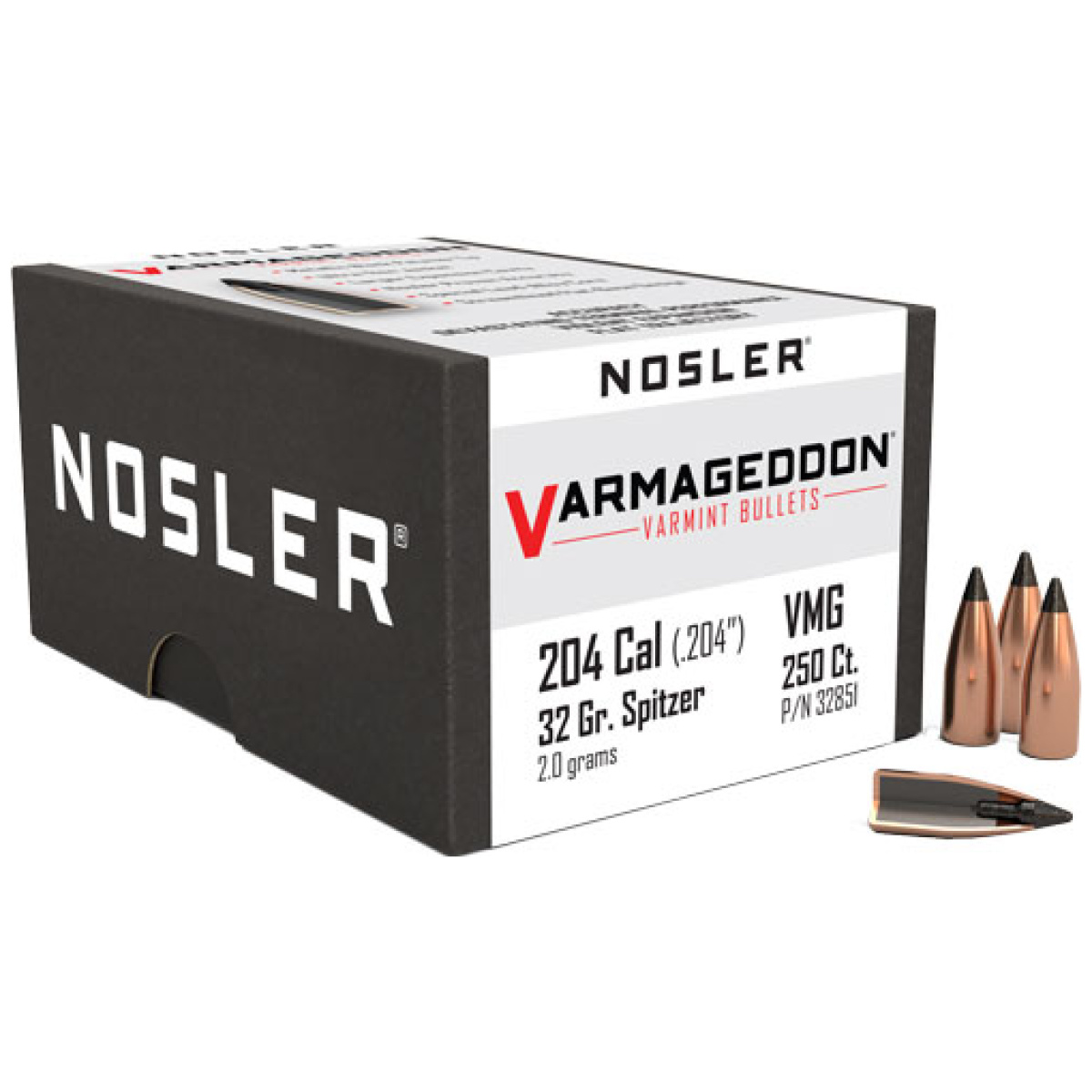 N32851_1. Jpg - nosler bullets 20 cal. 204 - 32gr varmageddon tipped 250ct - n32851 1