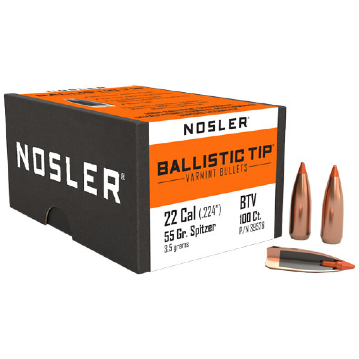 N39526_2. Jpg - nosler bullets 22 cal. 224 - 55gr ballistic tip 100ct - n39526 2