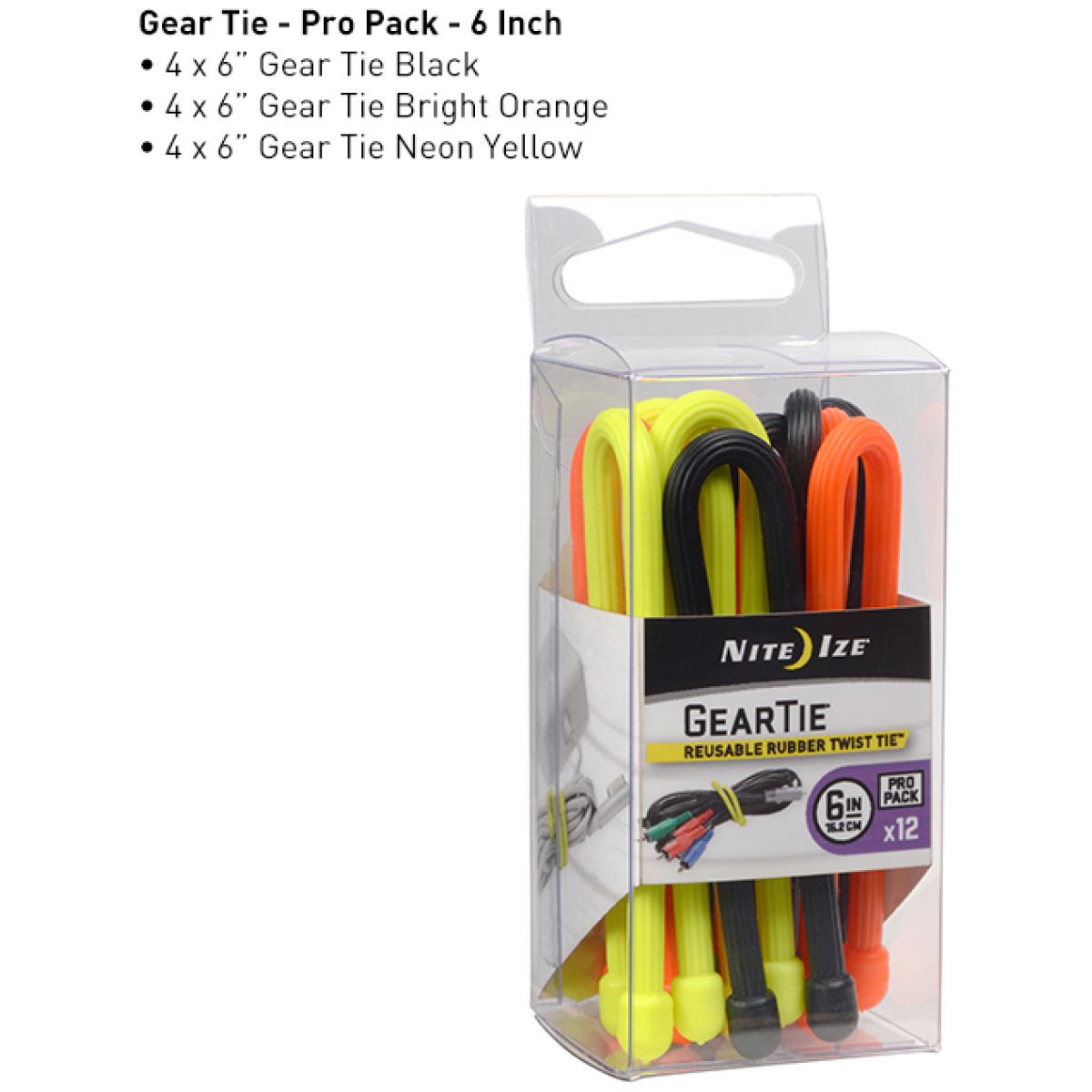 Nigtpp6-a1-r8. Jpg - gear tie propack 6 - 12 pack - assorted colors - nigtpp6 a1 r8