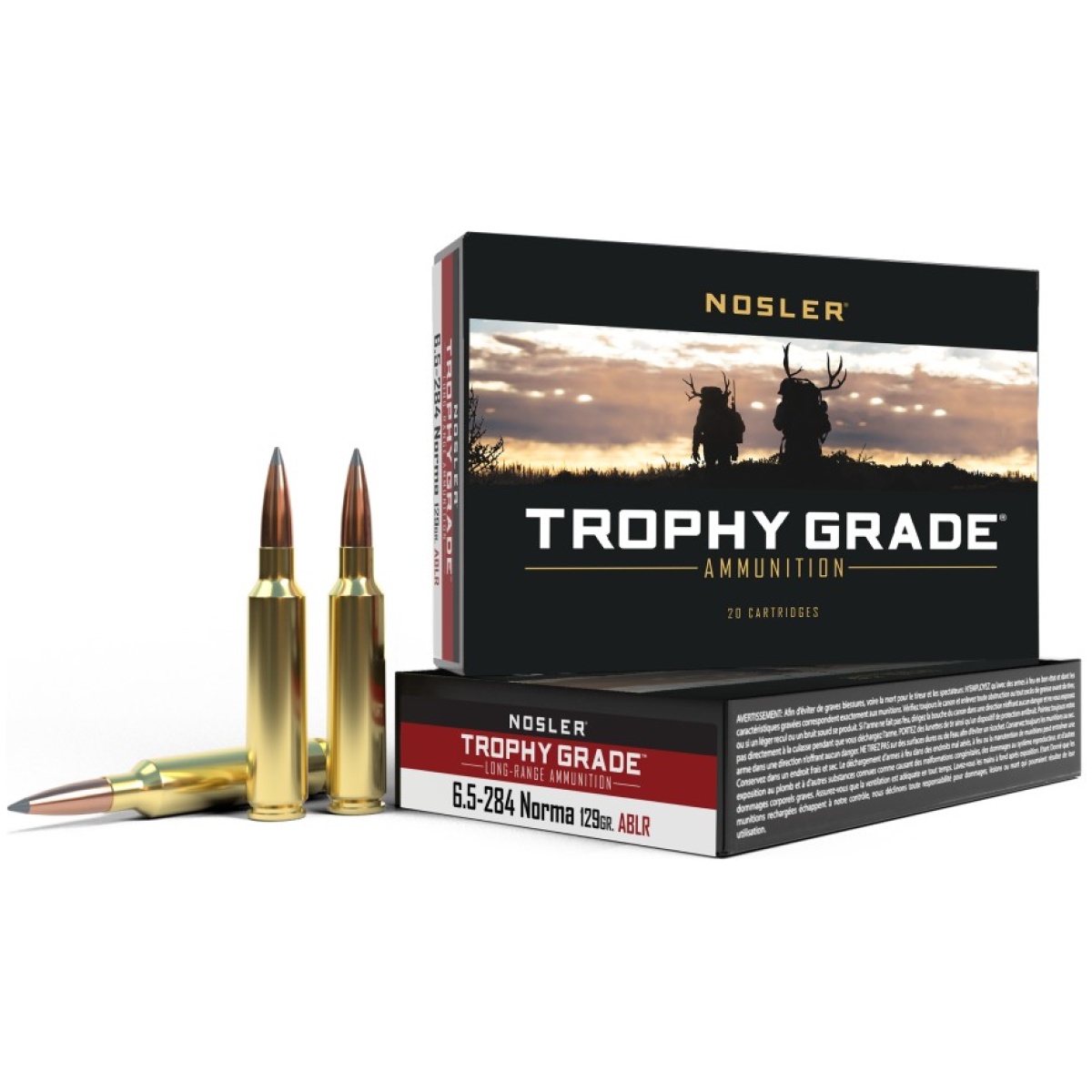 No60128-1. Jpg - nosler trophy grade rifle ammunition 6. 5x284 norma 129 gr ablr 2965 fps - 20/box - no60128 1