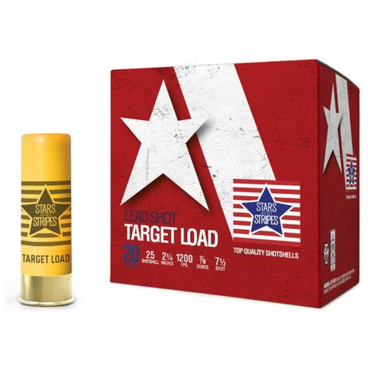 Oqct82475. Jpg - ppu stars & stripes target shotshells 20ga 2-3/4" 7/8oz 1200 fps #8 25/ct - oqct82475