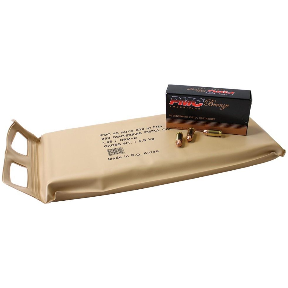 Pm45abp_1. Jpg - pmc bronze handgun ammunition battle pack. 45 acp 230 gr fmj 830 fps 250/ct (5-50/ct boxes) - pm45abp 1