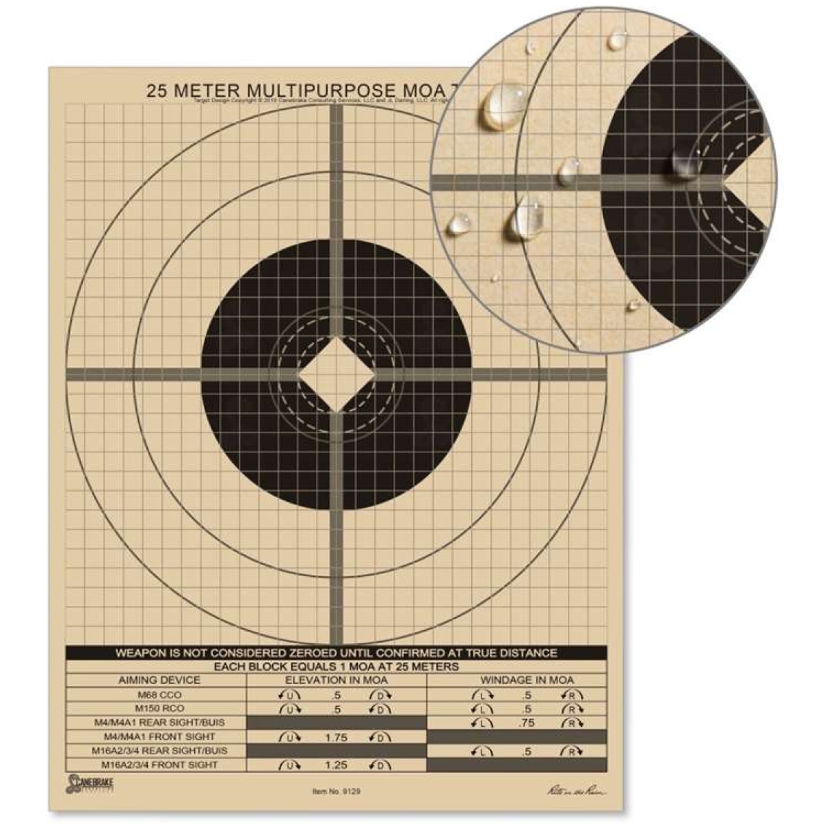 Rir-9129. Jpg - 25 meter multipurpose zeroing target - moa adjustment - rir 9129