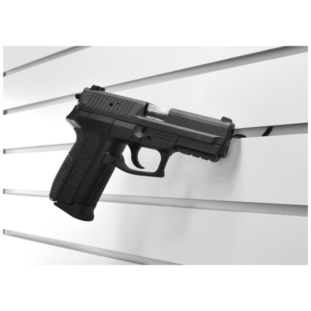 Snpr10lt_in-use. Jpg - gss slatwall sniper left hand - pull pistol display 10-pack - snpr10lt in use