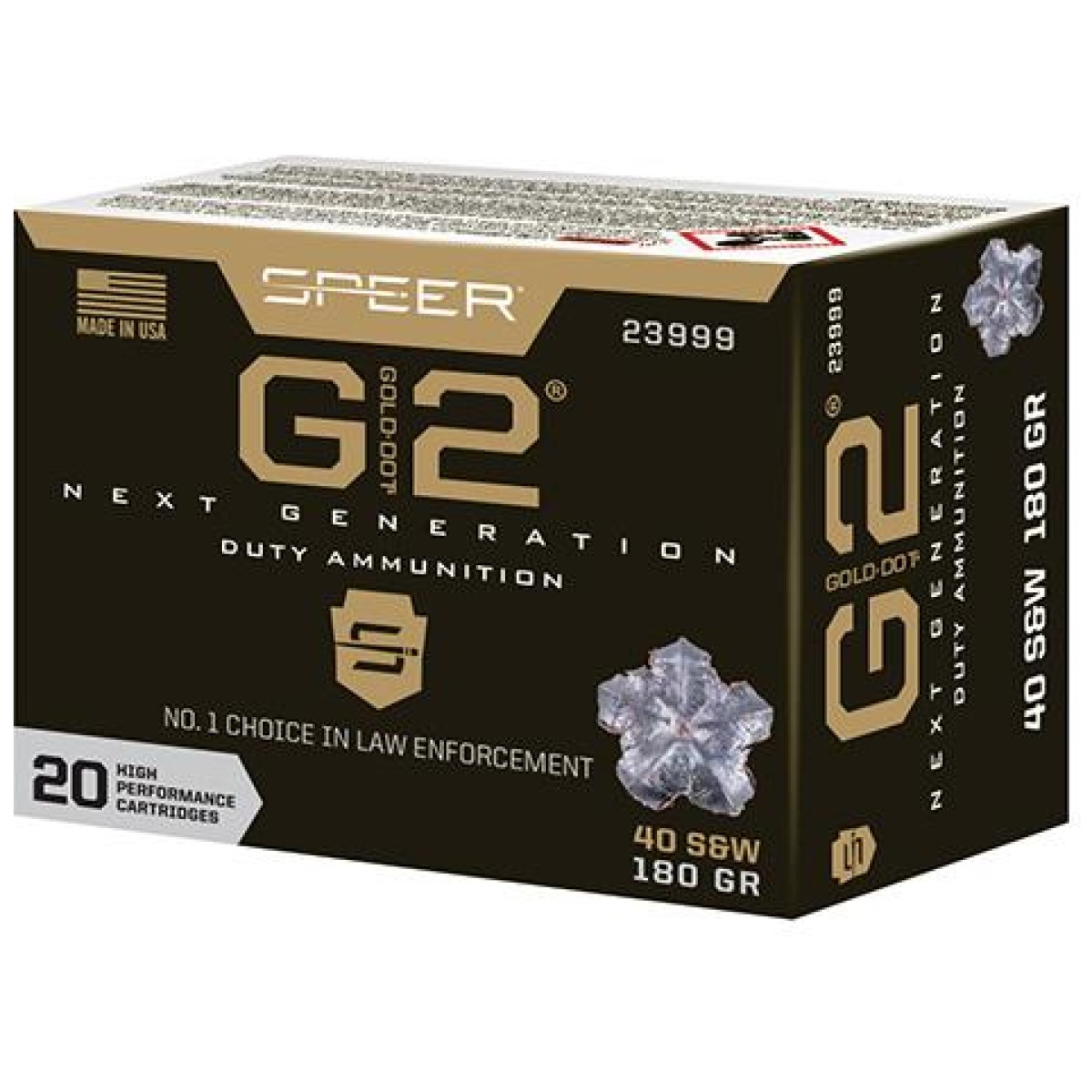 Sp23999. Jpg - speer gold dot handgun ammunition 40 s&w 180gr g2 1015 fps 20/ct - sp23999