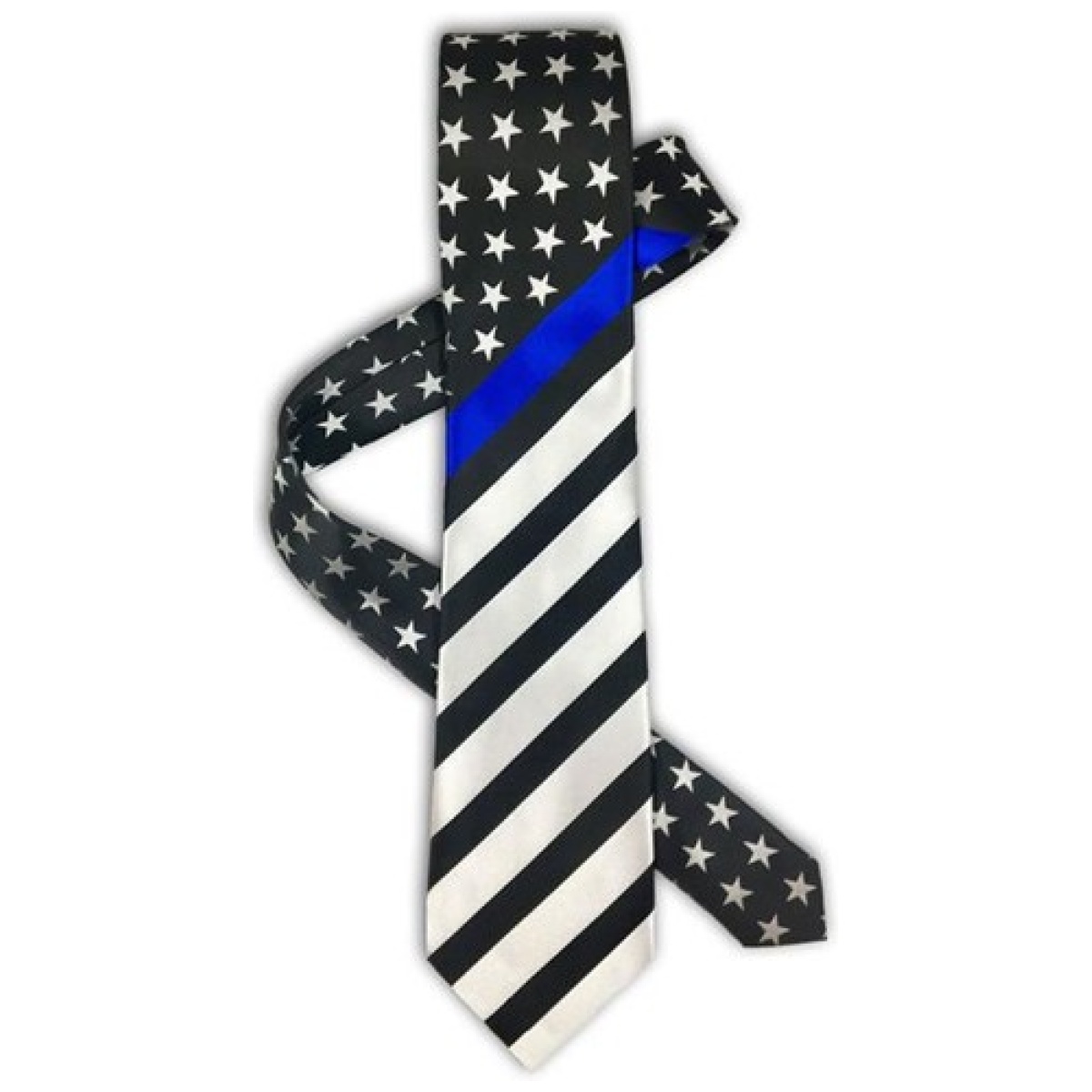 Tbl-am-tie. Jpg - thin blue line american flag tie, standard - tbl am tie